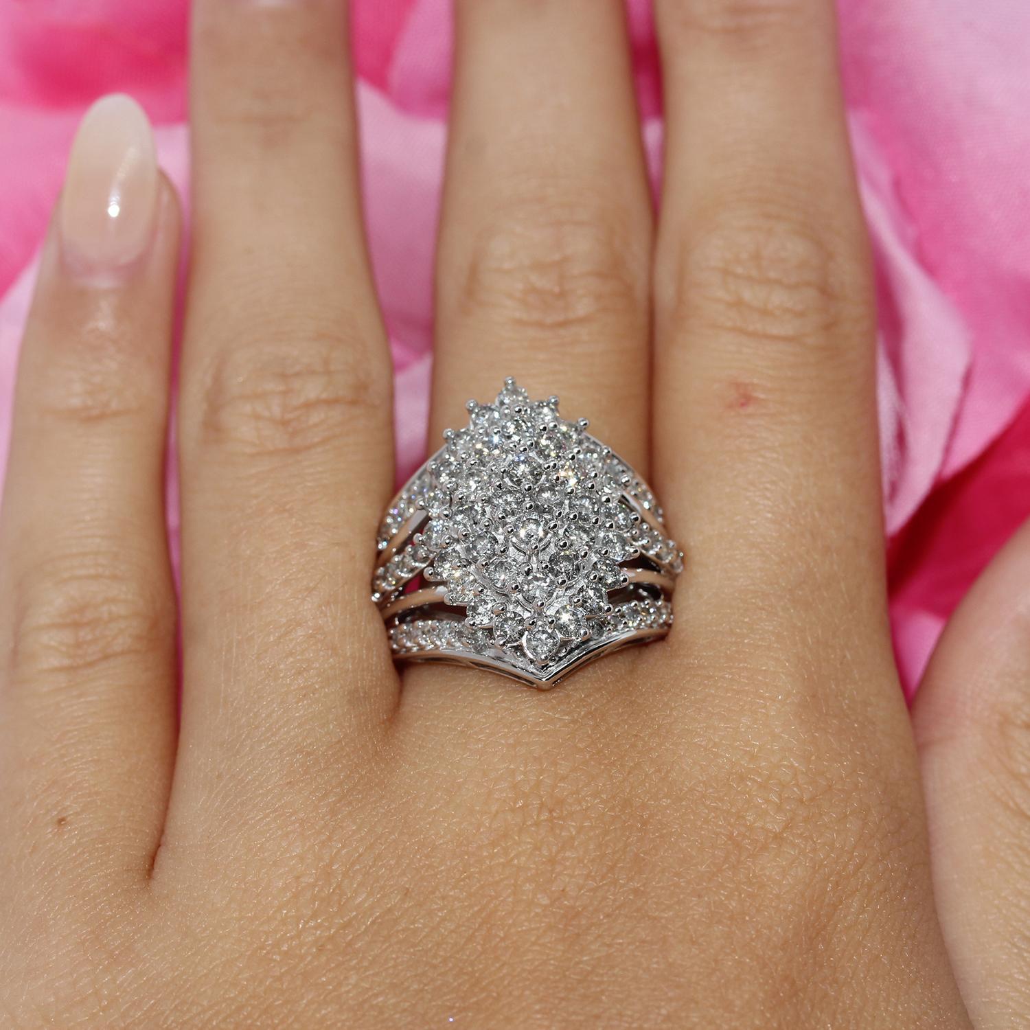 Layaway Deposit For Melody B-Cluster Diamond Statement Ring 10K White Gold 2 CTW