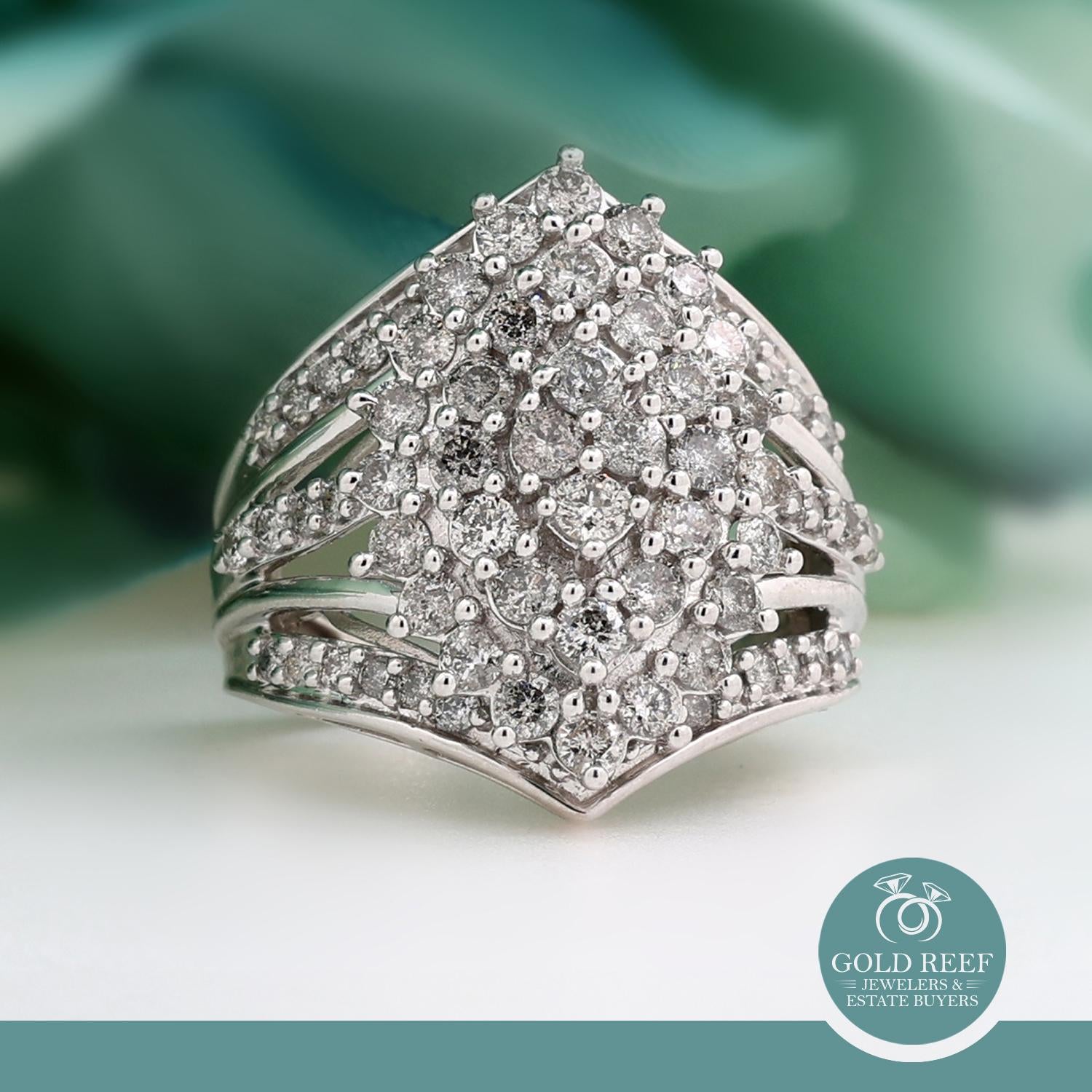 Layaway Deposit For Melody B-Cluster Diamond Statement Ring 10K White Gold 2 CTW