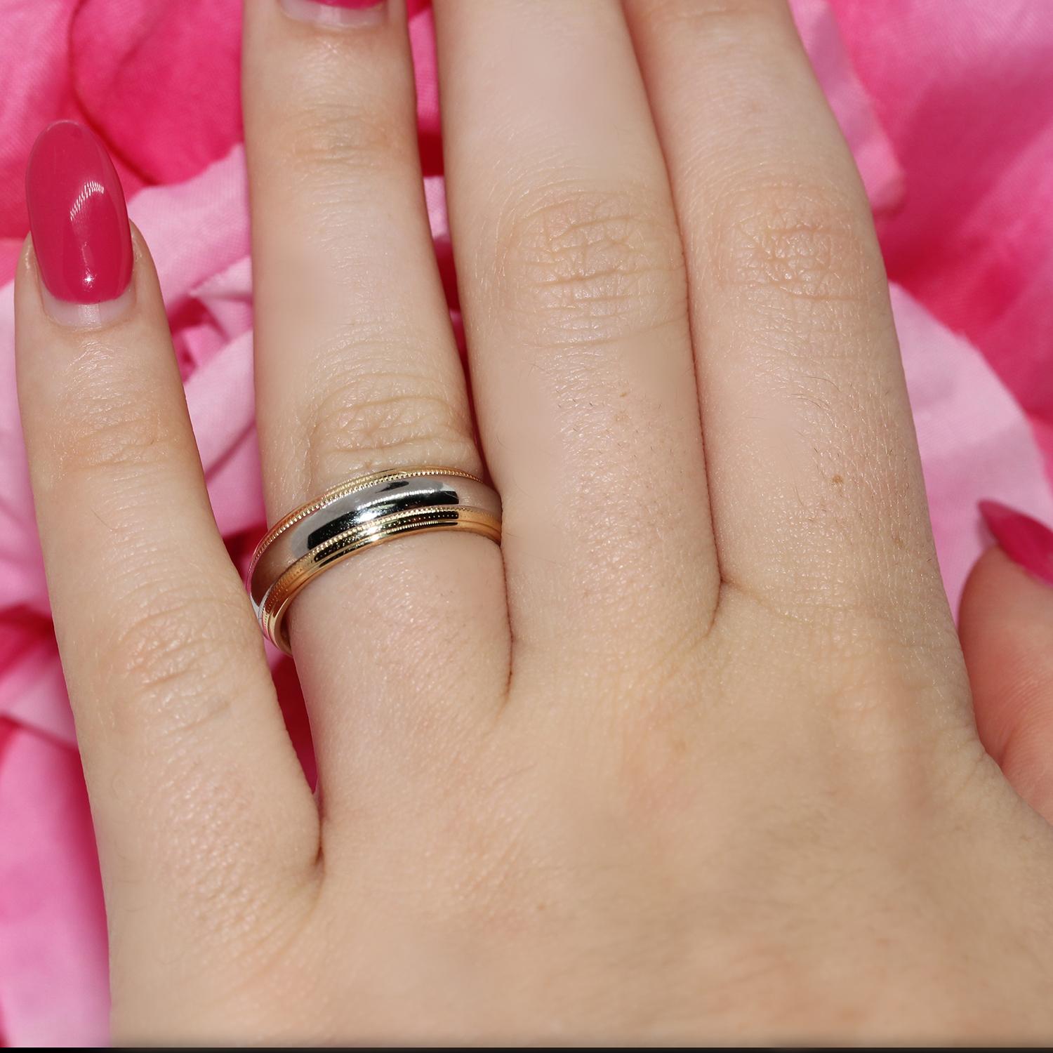 Wedding Anniversary Band Ring 18K Yellow Gold & Platinum Overlay Unisex SZ 7.75