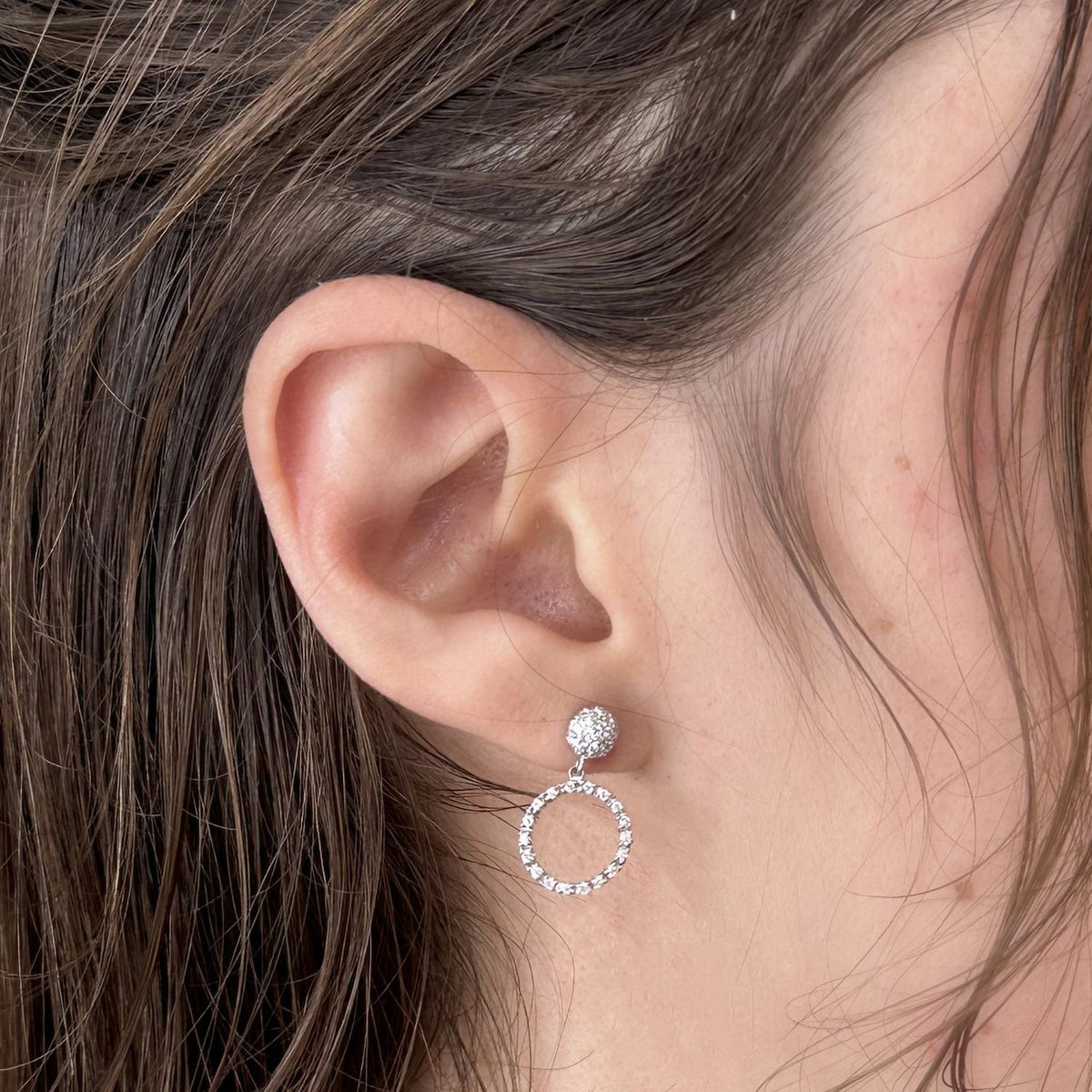 0.50 TW Cluster Diamond Stud Drop Dangle Earrings 14K White Gold 0.70" Ladies
