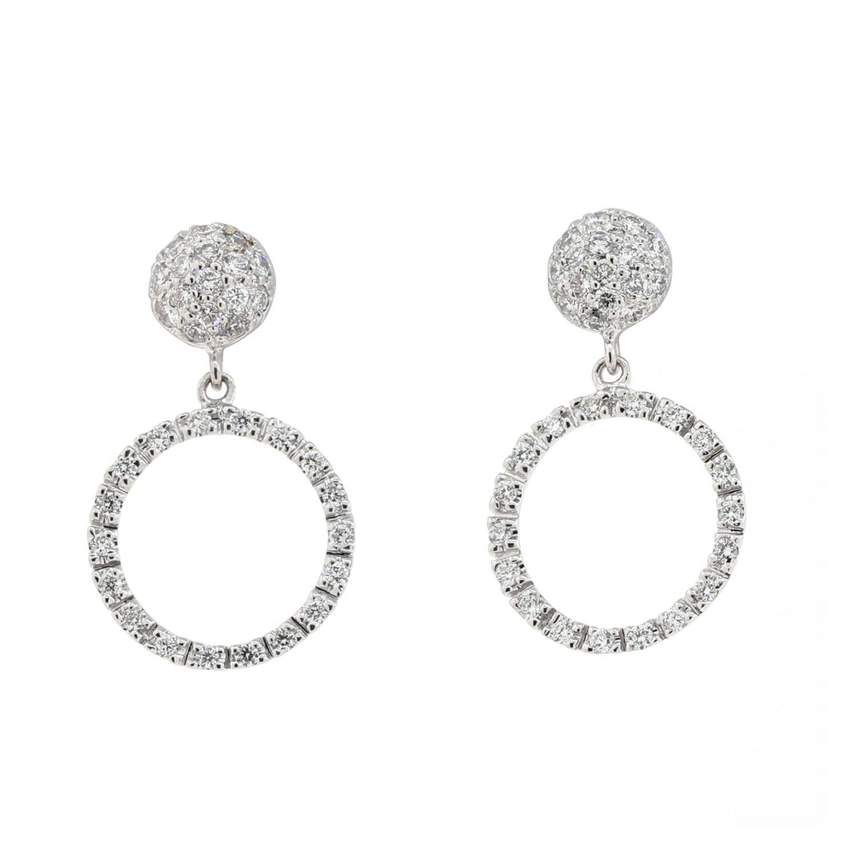 0.50 TW Cluster Diamond Stud Drop Dangle Earrings 14K White Gold 0.70" Ladies