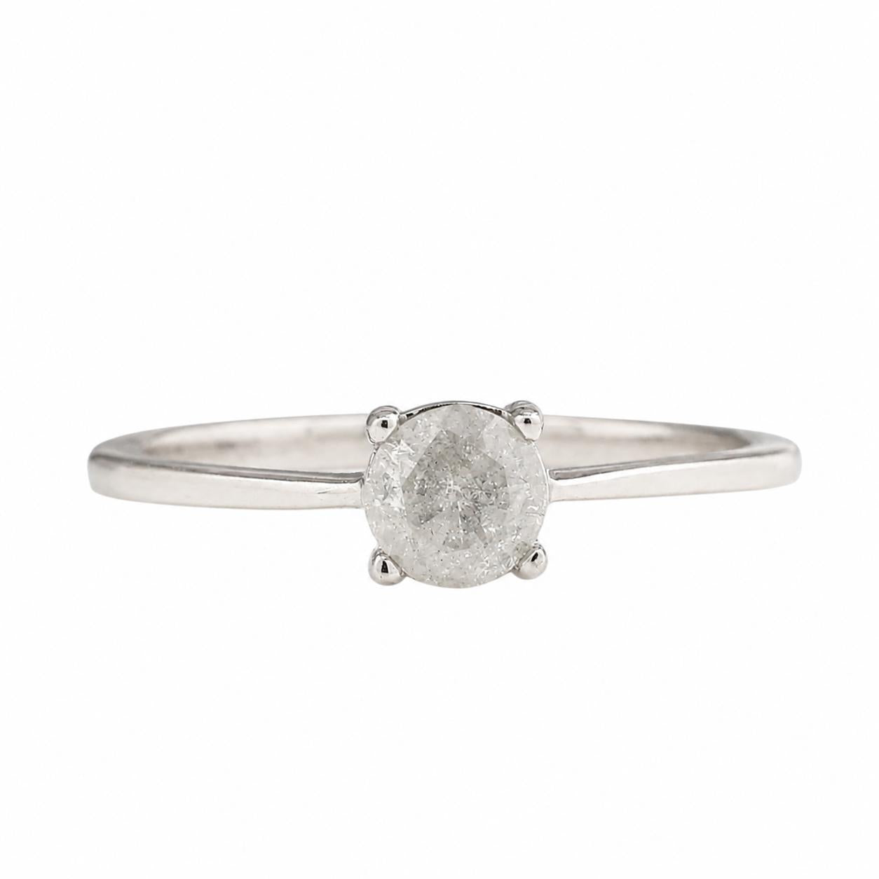 10K White Gold 0.45CT Natural Solitaire Diamond Promise Ring Size 7.25 Estate