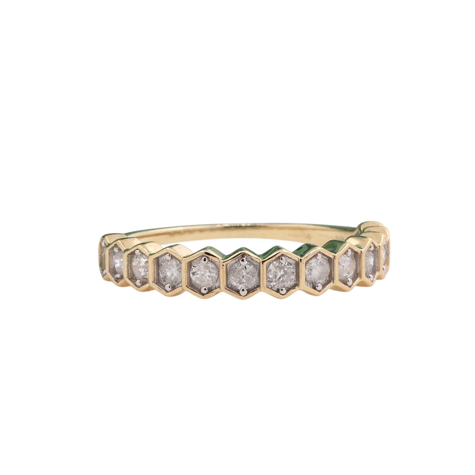 10K Two Tone Gold 0.45CTW Diamond Wedding Band Ring Size 8 Stackable Estate