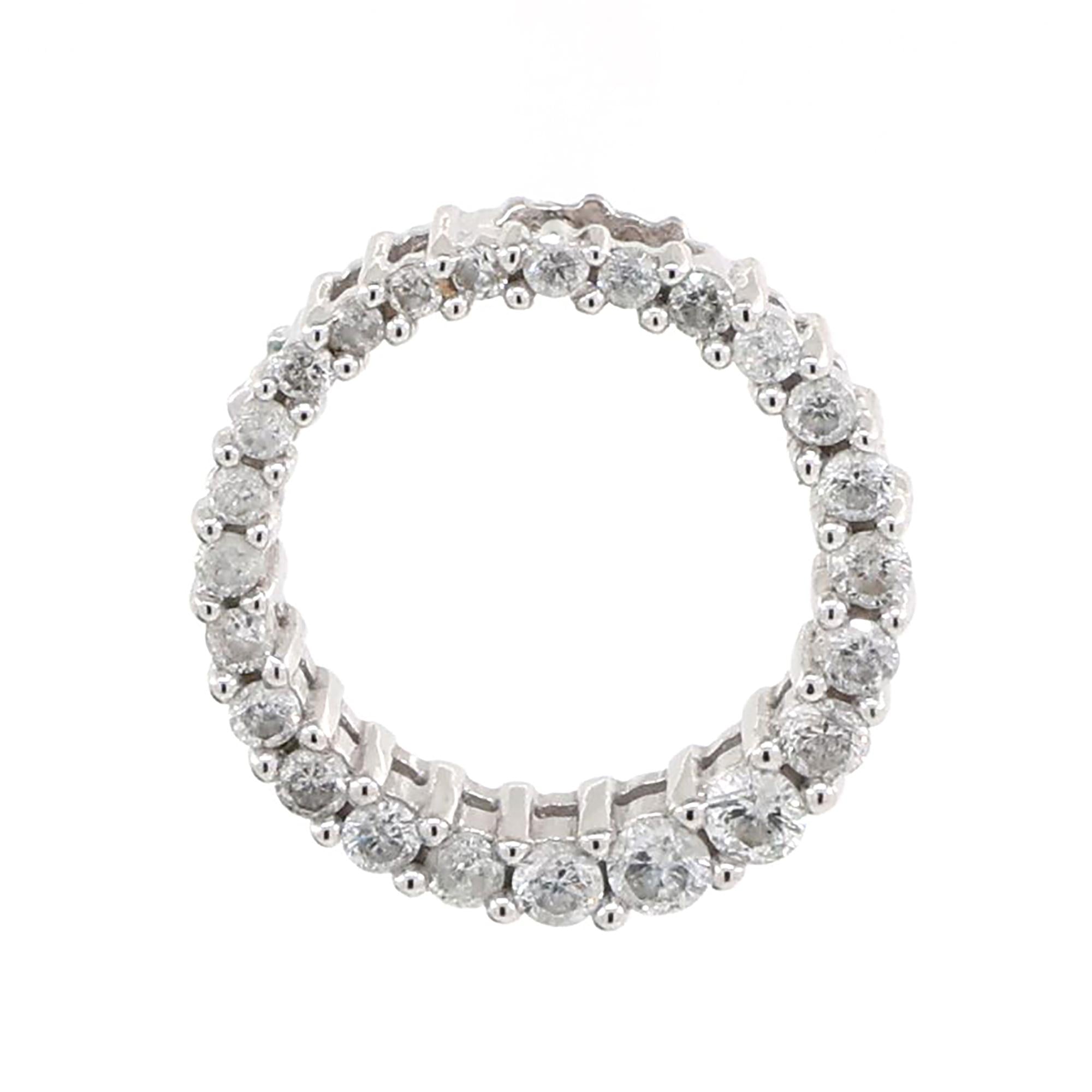 Circle of Life Round Diamond Pendant 14K White Gold 0.33 TW 0.45"