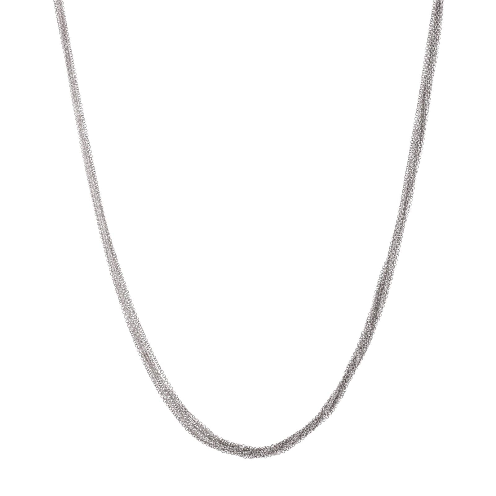 14K White Gold 10-Strand Cable Link Chain Necklace 18" Italy Estate