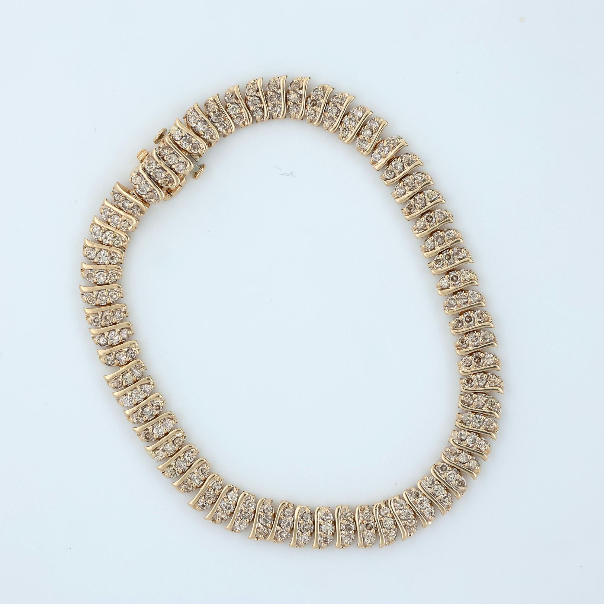 3-Row Diamond Tennis Bracelet 14K Yellow Gold 3.00 TW 7" Estate