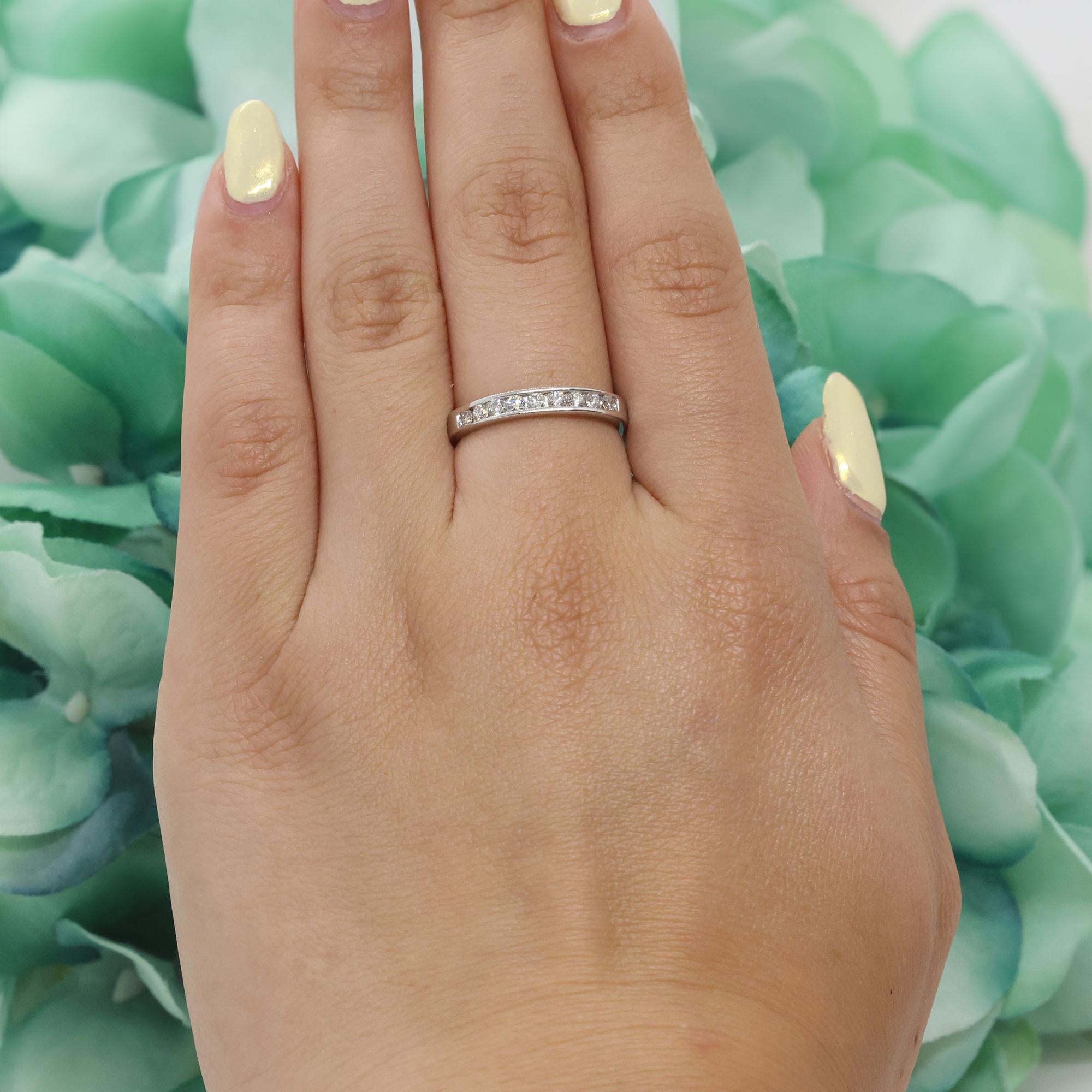 Diamond Half Eternity Band Ring 14K White Gold 0.50 TW Channel Set Size 8