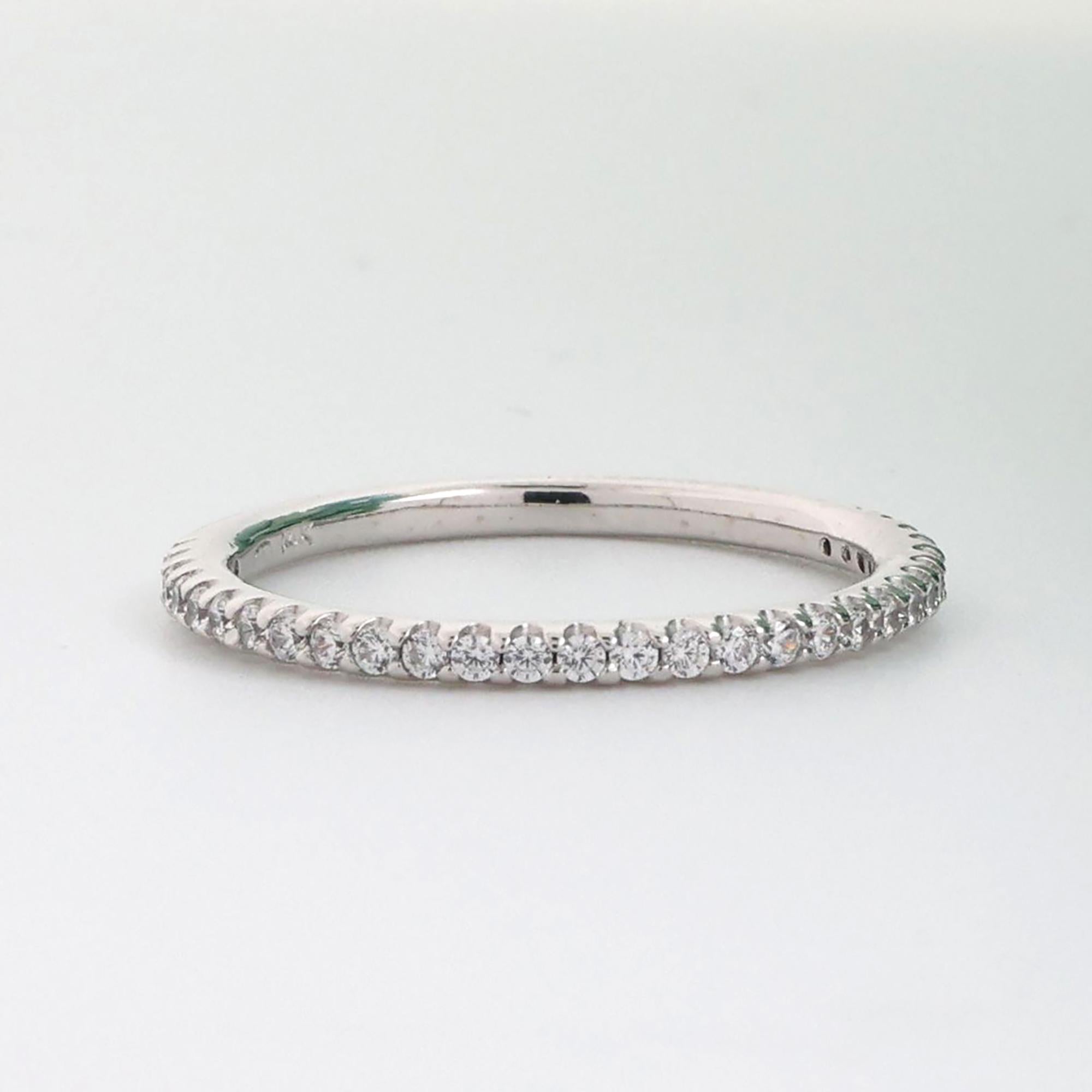 0.35 TW Round Diamond Half Eternity Band Ring 14K White Gold Size 6.75