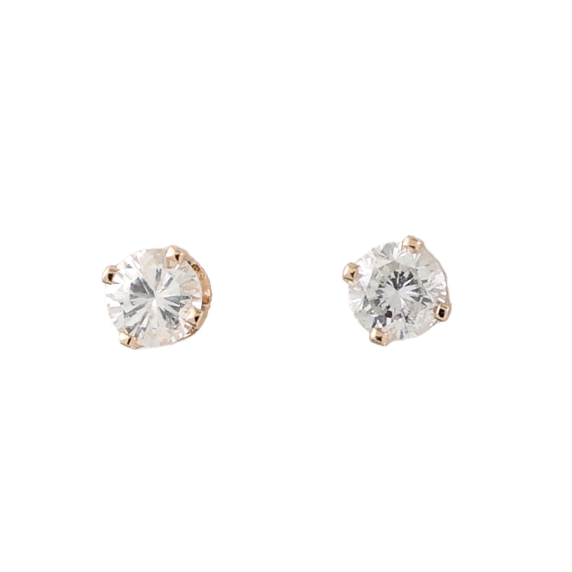 0.33 TW Round Diamond Stud Earrings 14K Yellow Gold 4-Prong Setting