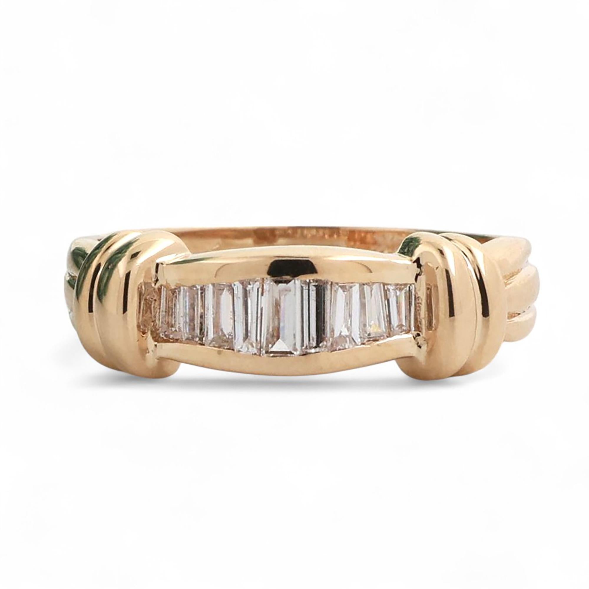 Baguette Diamond Band Ring 14K Yellow Gold 0.30 TW Size 7.75 Estate