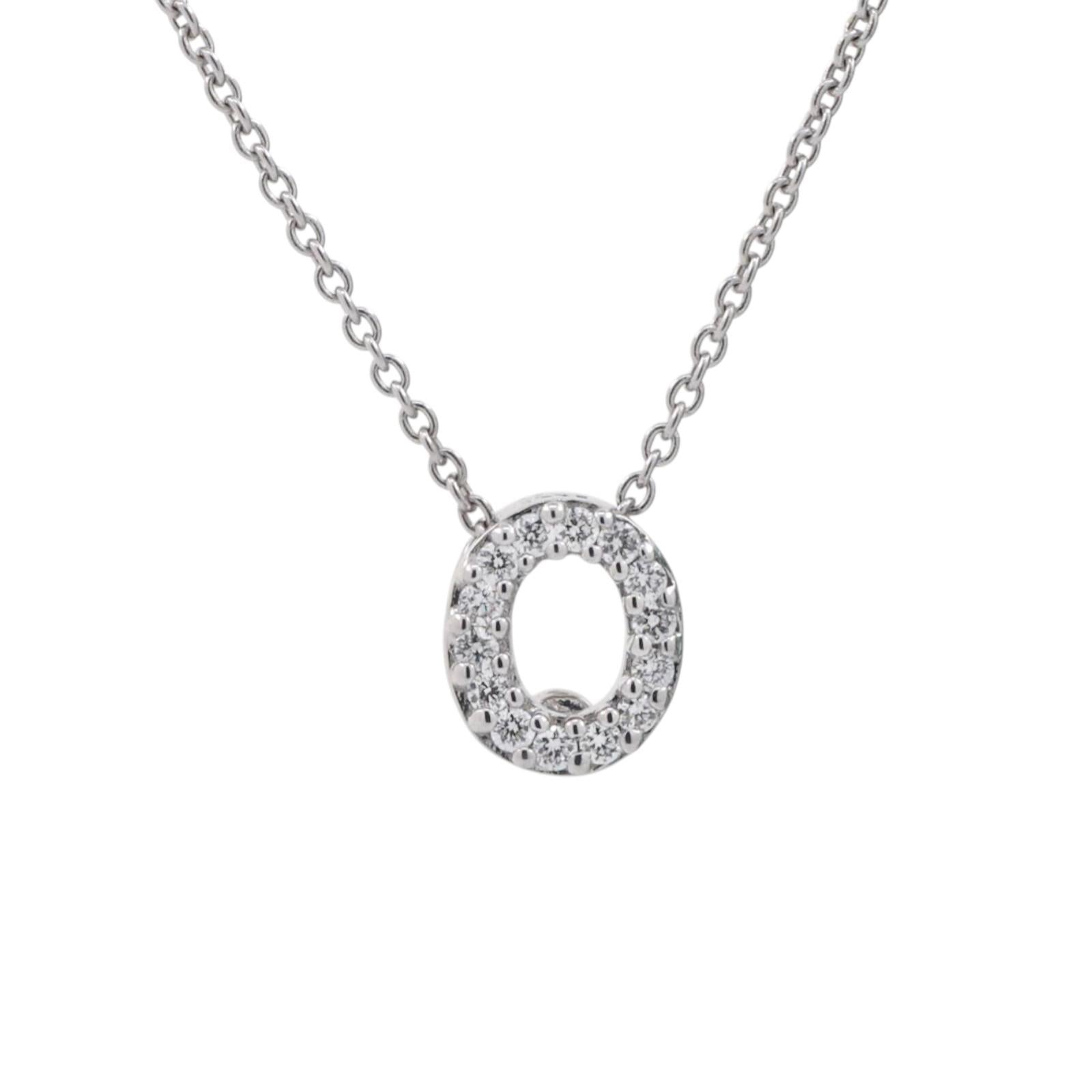 Roberto Coin Letter O Tiny Treasure Diamond Pendant Chain Necklace 18K Gold