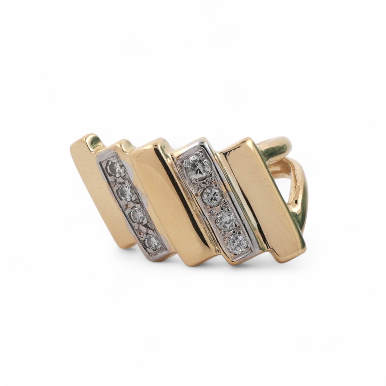 0.25 TW Diamond Wide Band Bar Ring 18K Gold Size 6.5 Estate