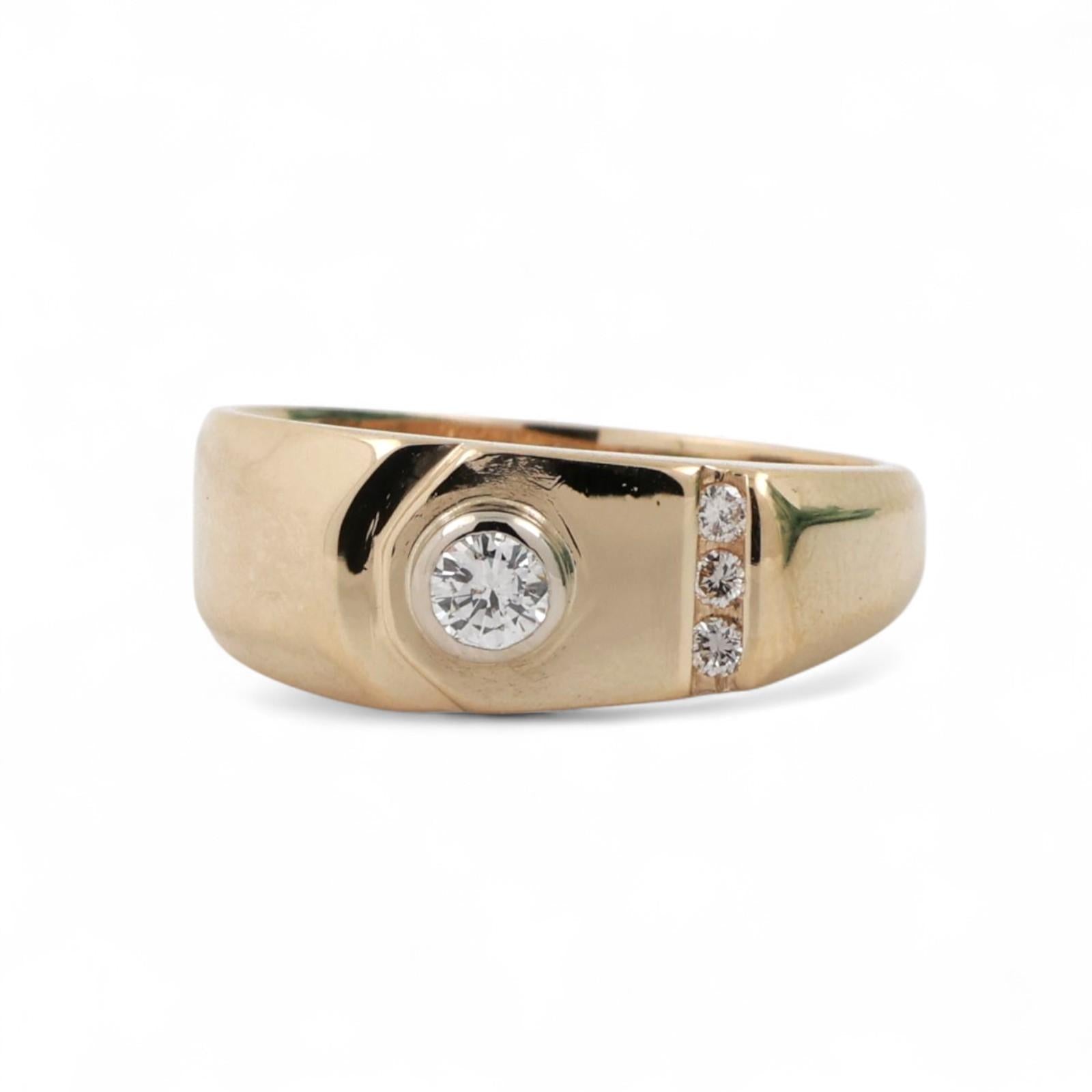 Mens Solitaire Diamond Accent Ring 14K Gold 0.25 TW Size 10.5 Estate