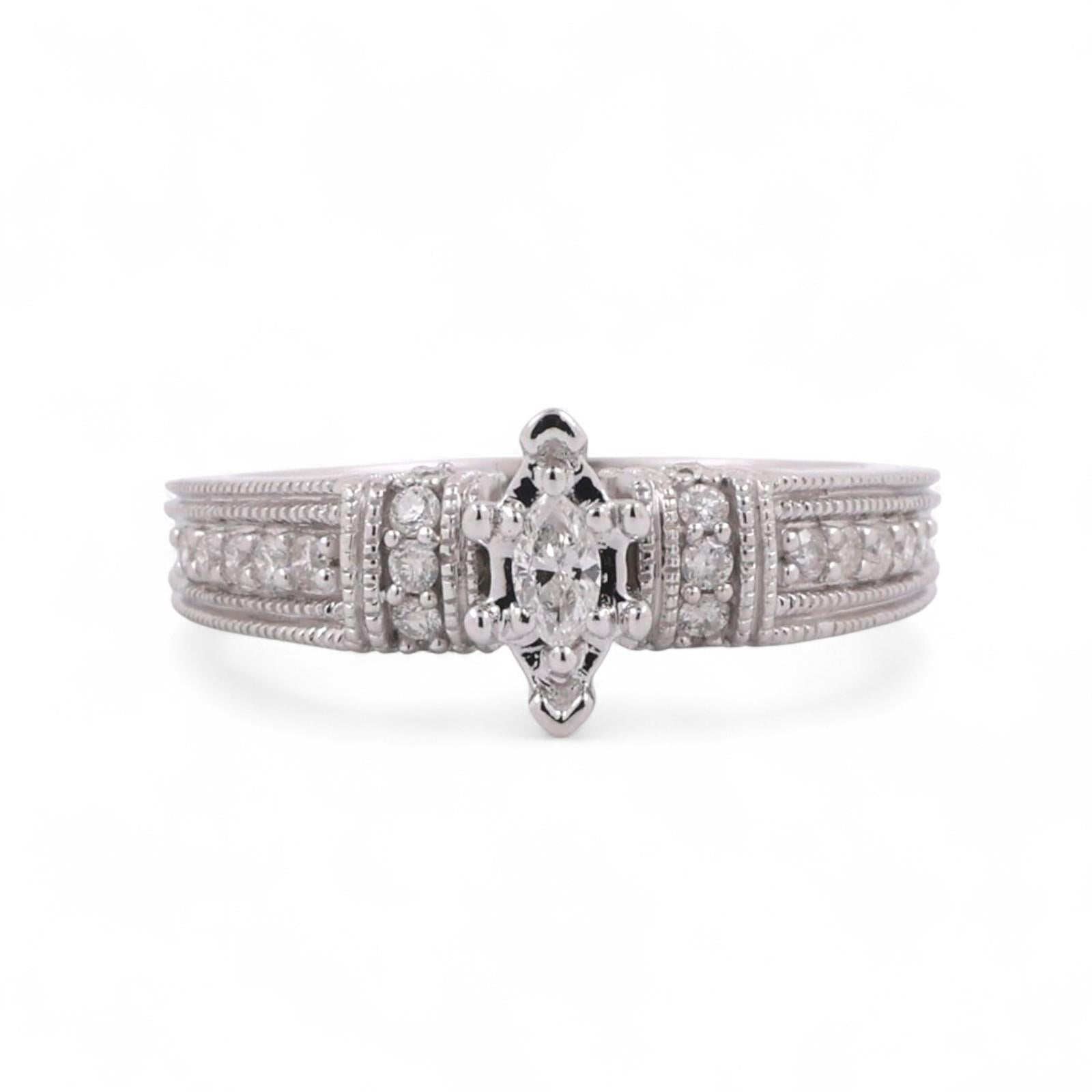 Marquise Diamond Accent Engagement Ring 14K White Gold 0.53 TW Size 6.5