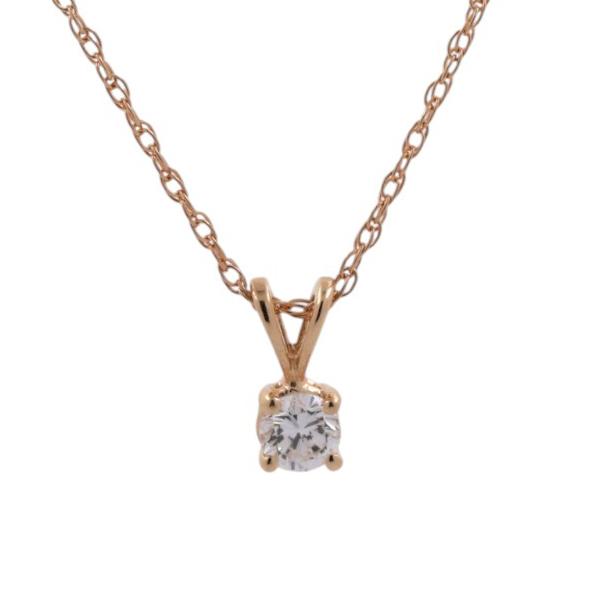 0.25 CT Round Solitaire Diamond Pendant Chain Necklace 14K Yellow Gold 18"