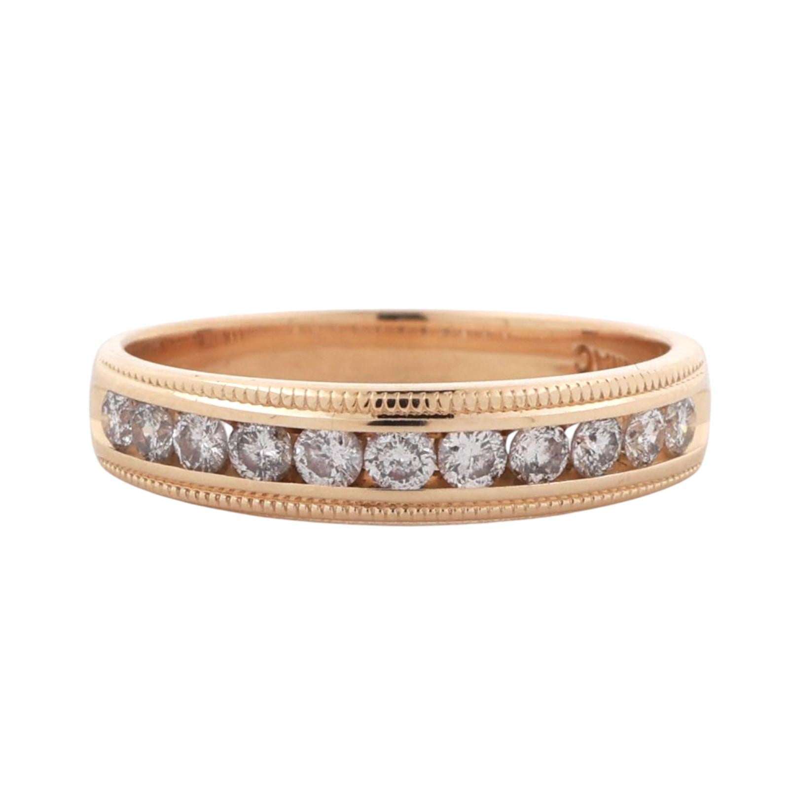 0.50 TW Diamond Half Eternity Band Ring 14K Yellow Gold Size 7.25 Unisex Estate