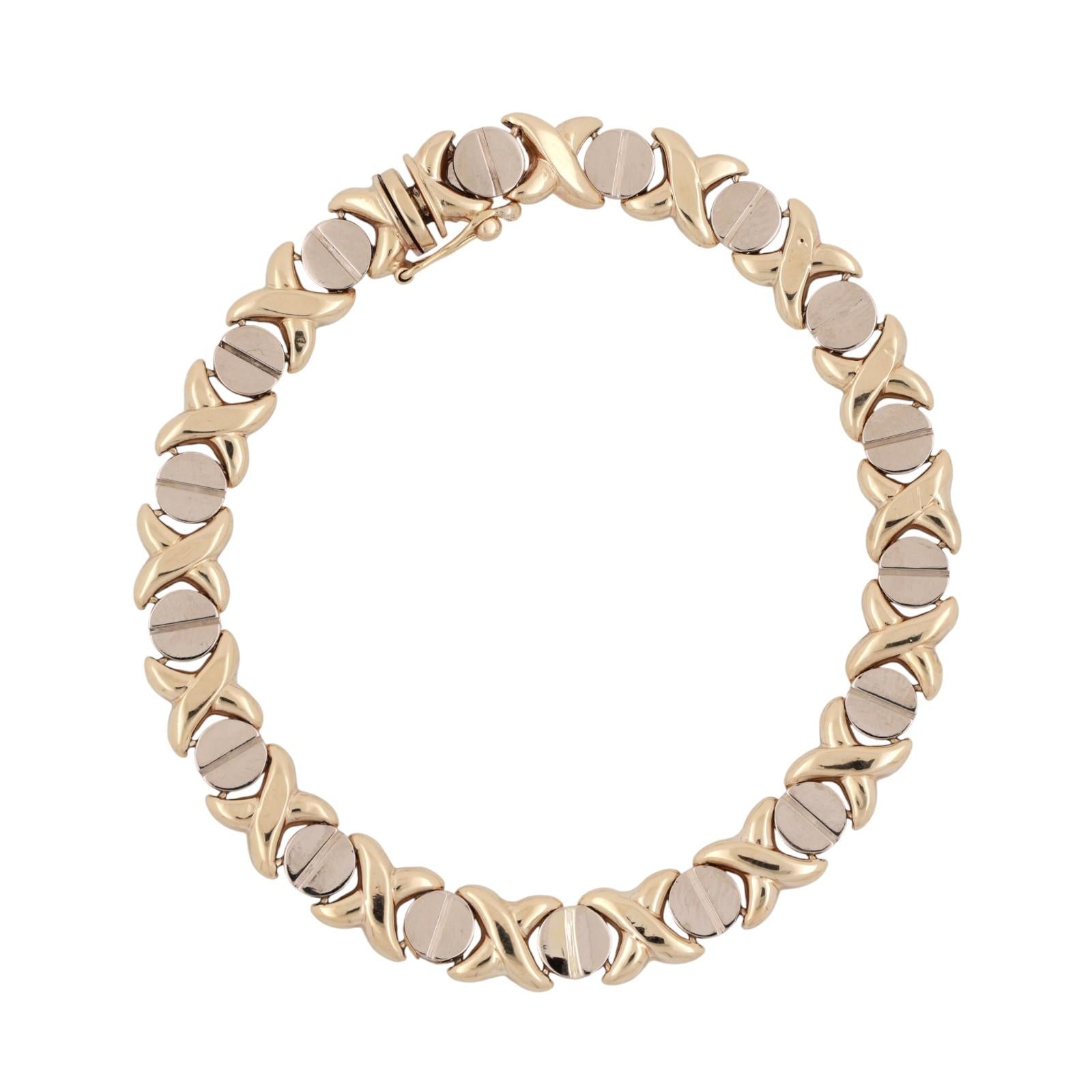 14K Yellow Gold XO Link Bracelet 7.75" Italian Ladies Estate