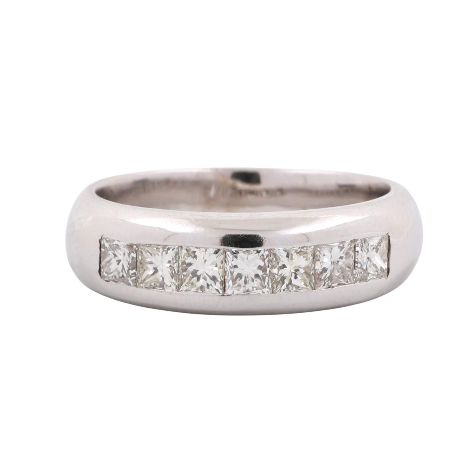 Princess Cut Diamond Half Eternity Band Ring 14K White Gold 1.33 TW Size 8