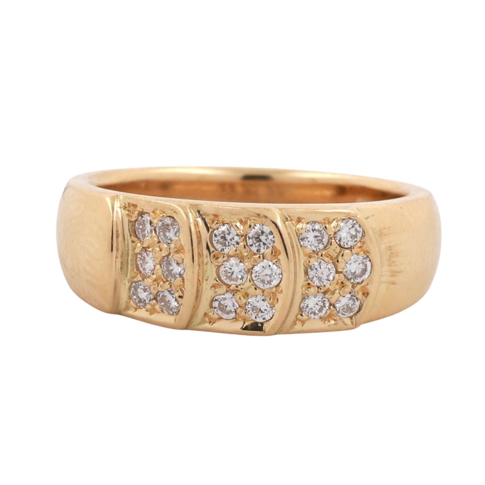 0.33 TW Diamond Wide Band Ring 18K Yellow Gold Size 7 Ladies Estate