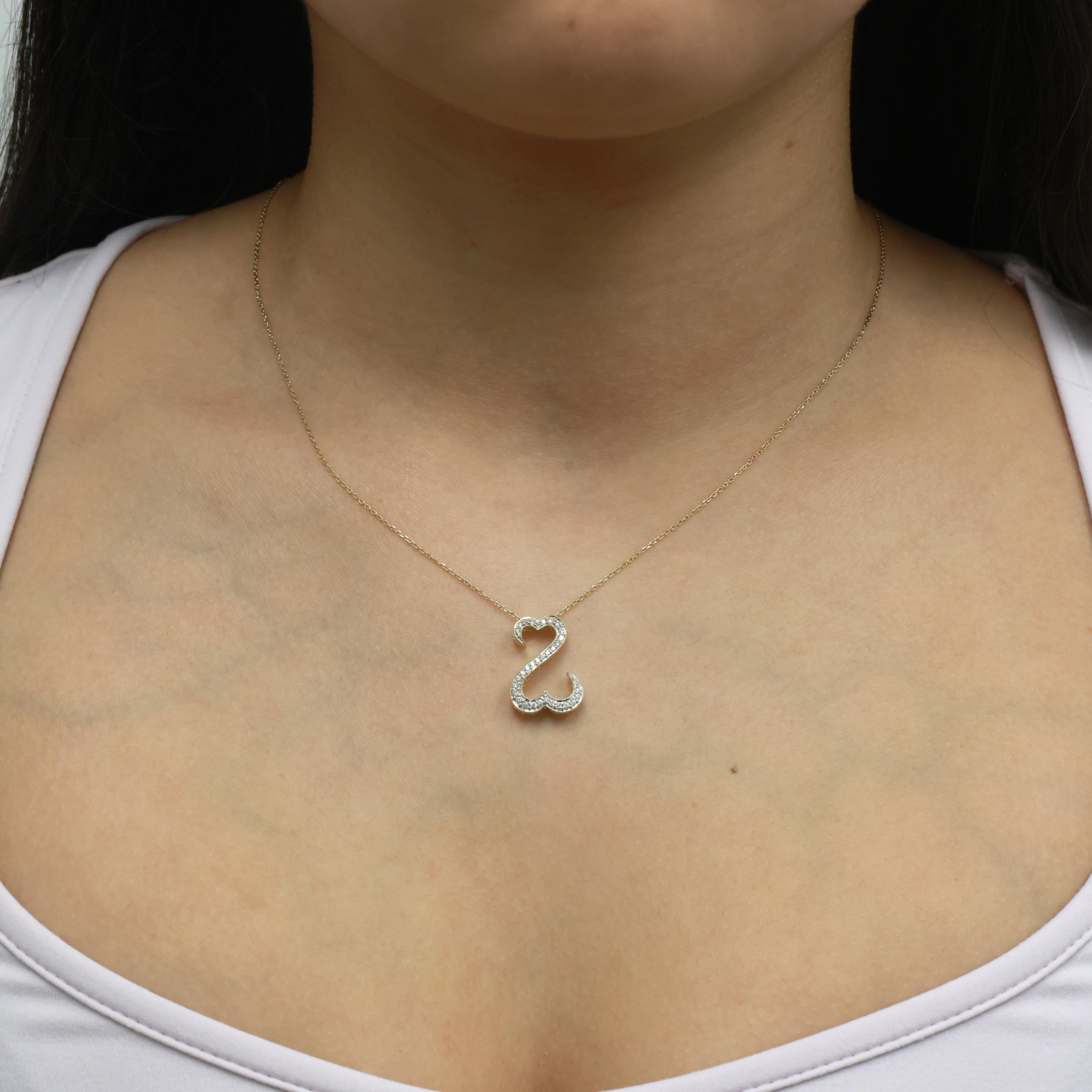 Jane Seymour Open Hearts Diamond Pendant Chain Necklace 14K Gold 19.5"-21.75"