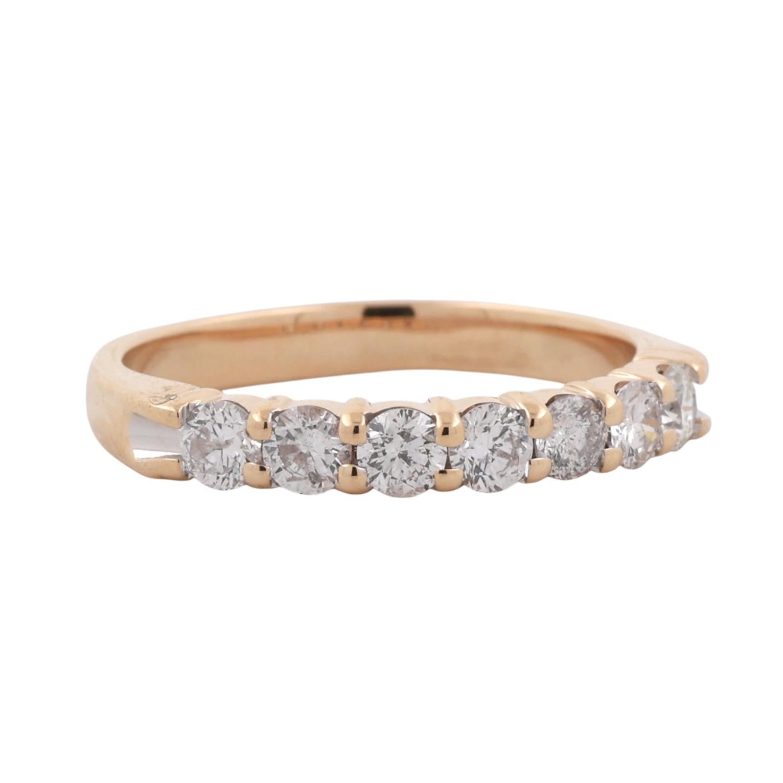 Diamond Half Eternity Band Ring 14K Gold 0.75 TW Anniversary Size 7.5