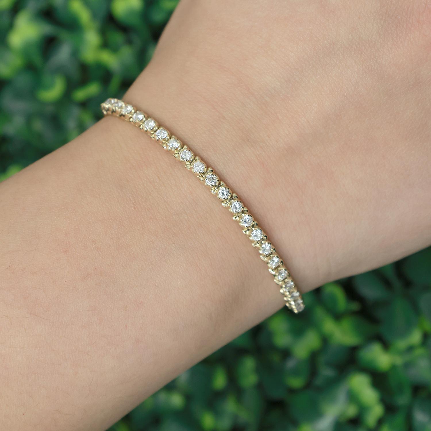 2.75 TW Round Diamond Tennis Bracelet 14K Yellow Gold 7" Estate