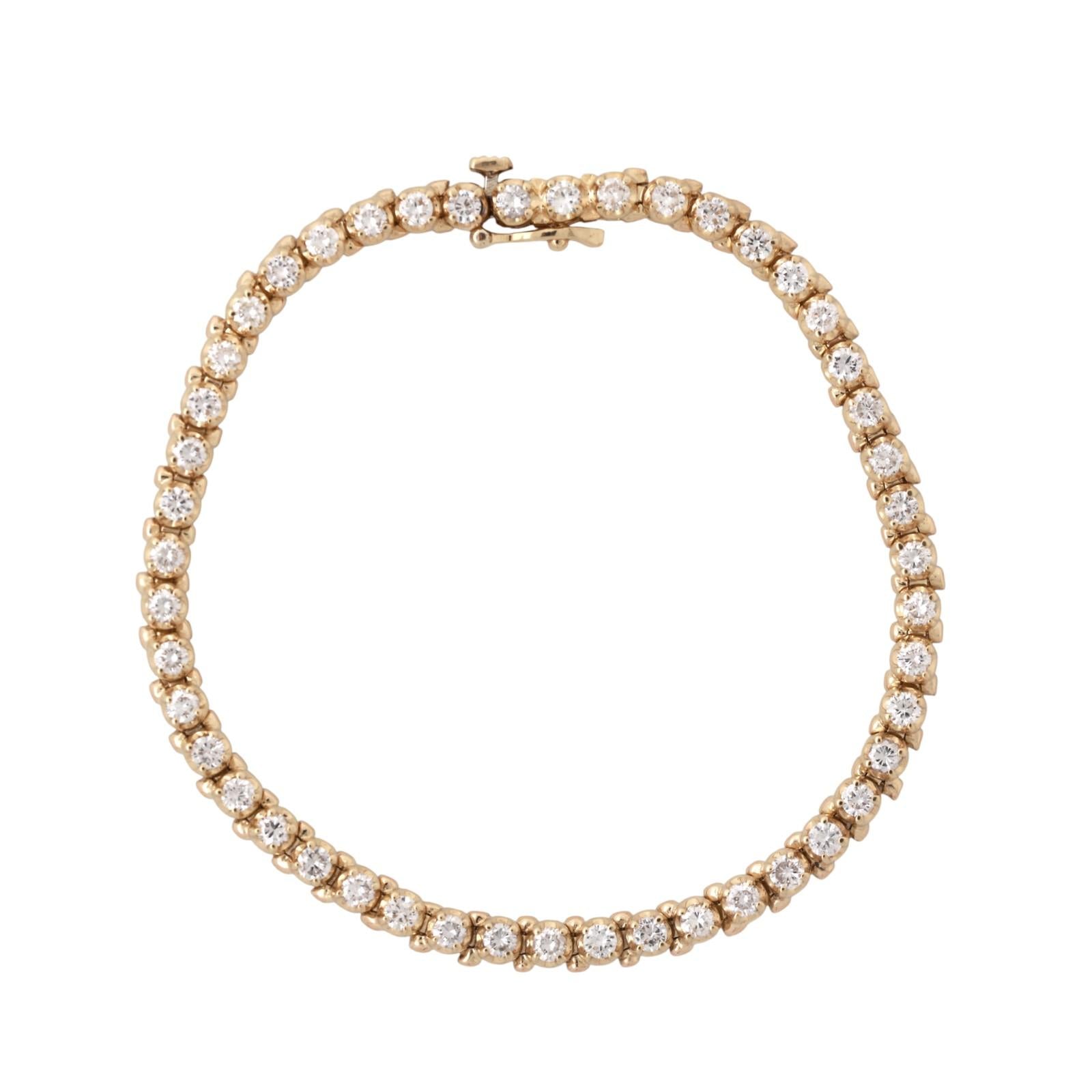 2.75 TW Round Diamond Tennis Bracelet 14K Yellow Gold 7" Estate