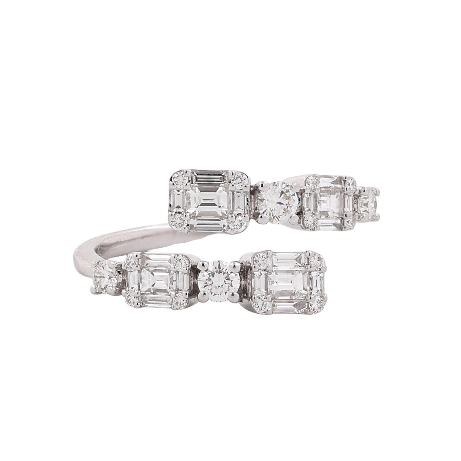 EFFY Diamond Bypass Ring 18K White Gold 1.00 TW Size 7.25 Ladies Estate