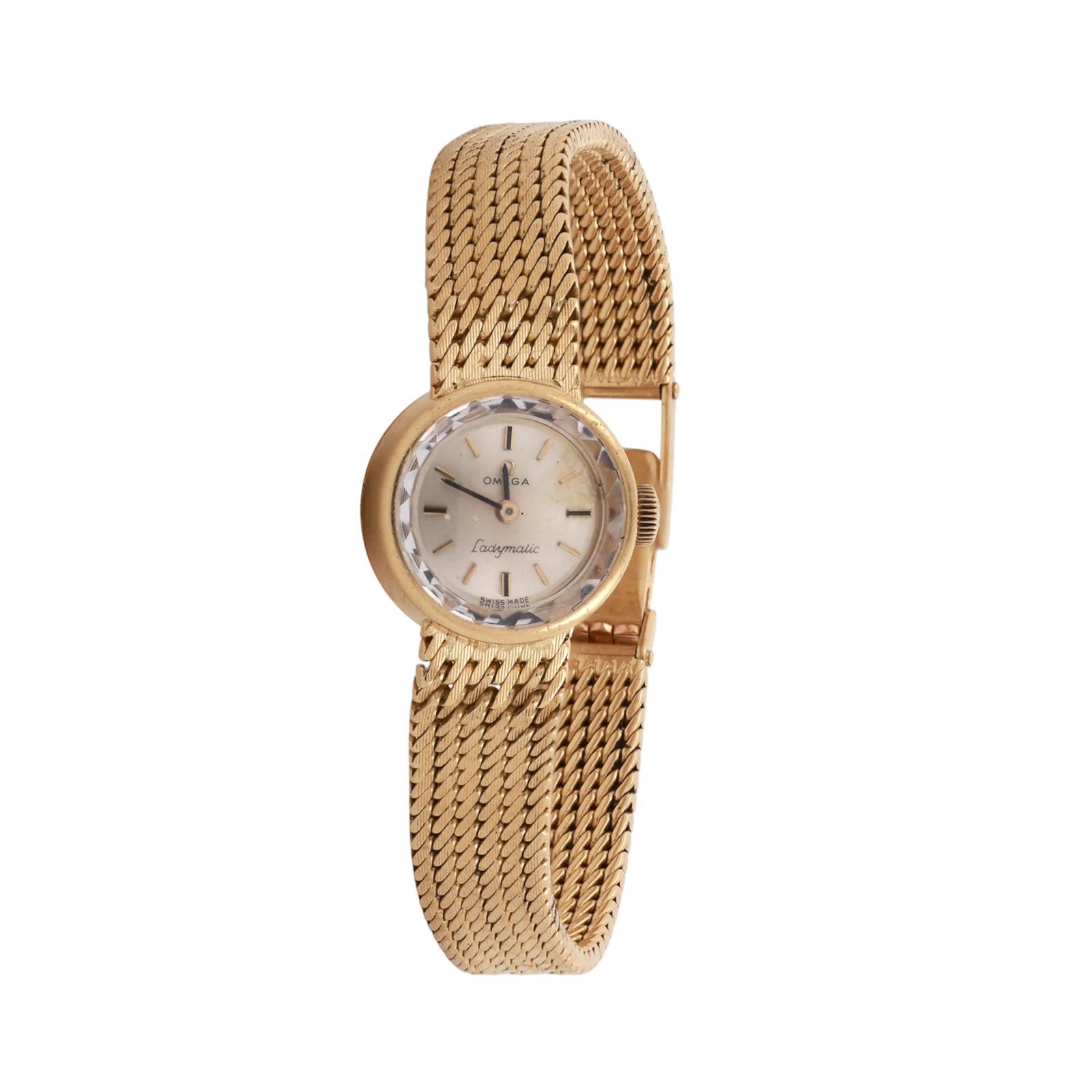 Vintage Omega Ladymatic Automatic Watch 18K Yellow Gold 1960’s 6.75" Ladies