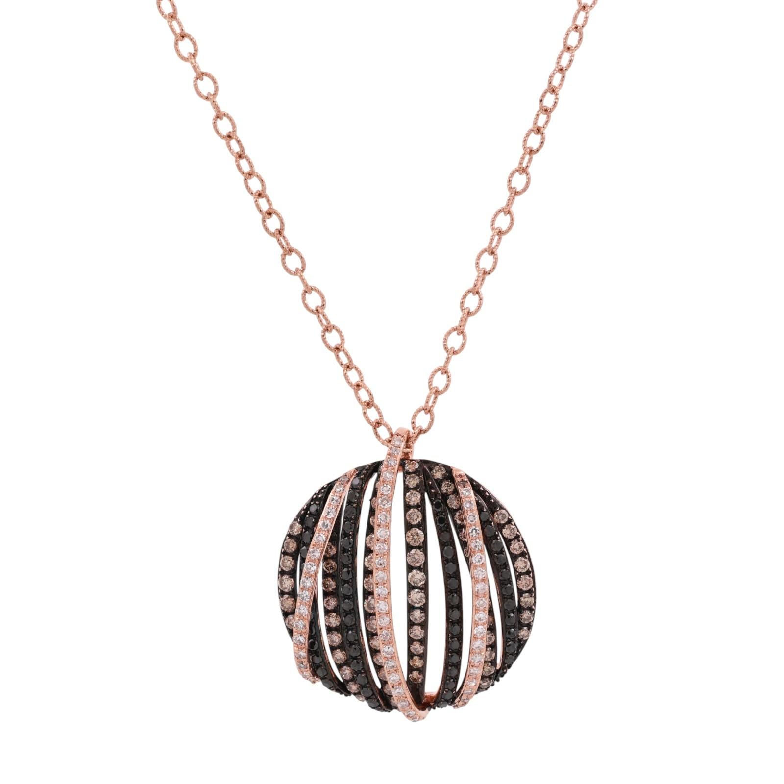 EFFY 14K Rose Gold 1.65CTW White Black Espresso Diamond Pendant Necklace