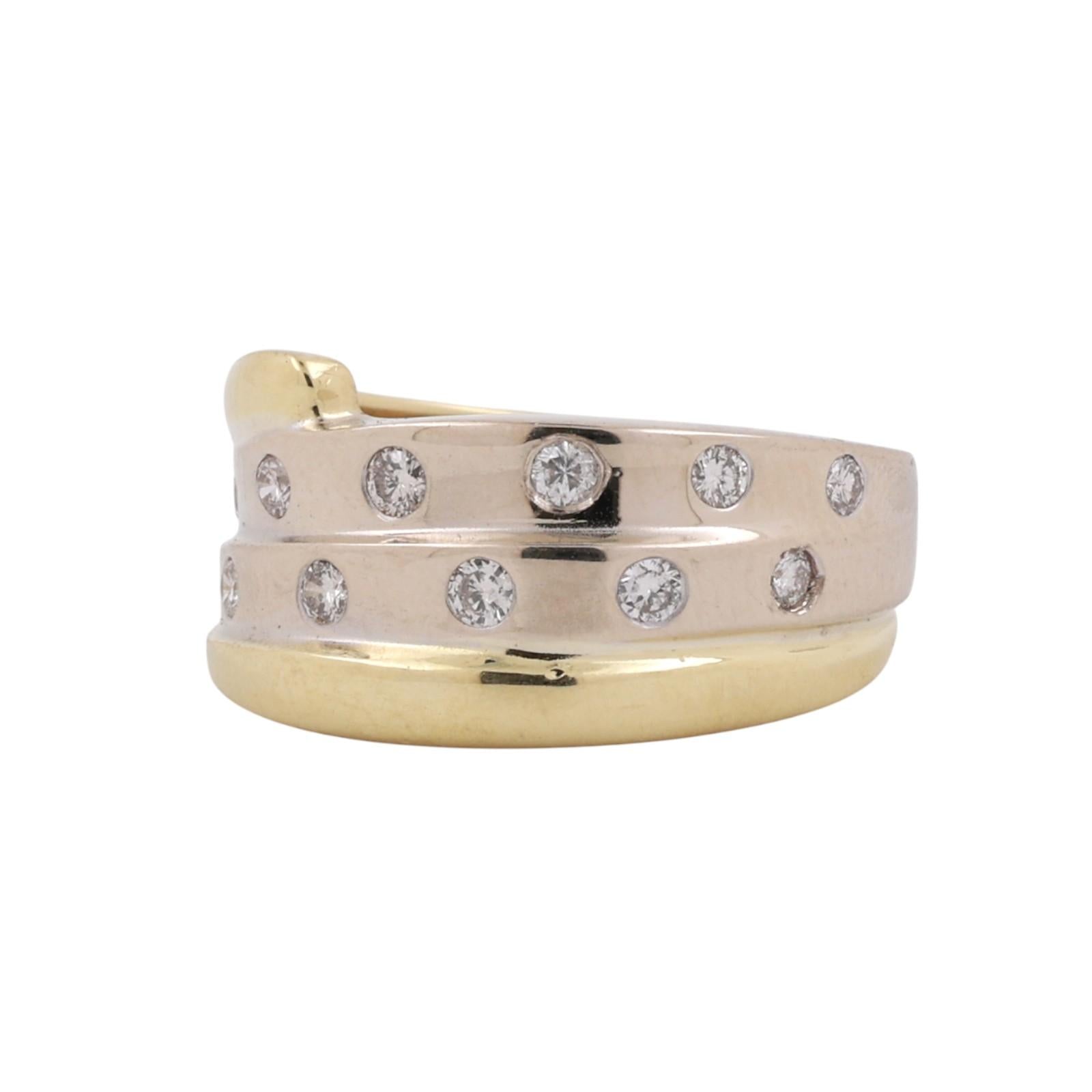 0.50 TW Diamond Wide Band Ring 18K Two-Tone Gold Size 6.75 Estate