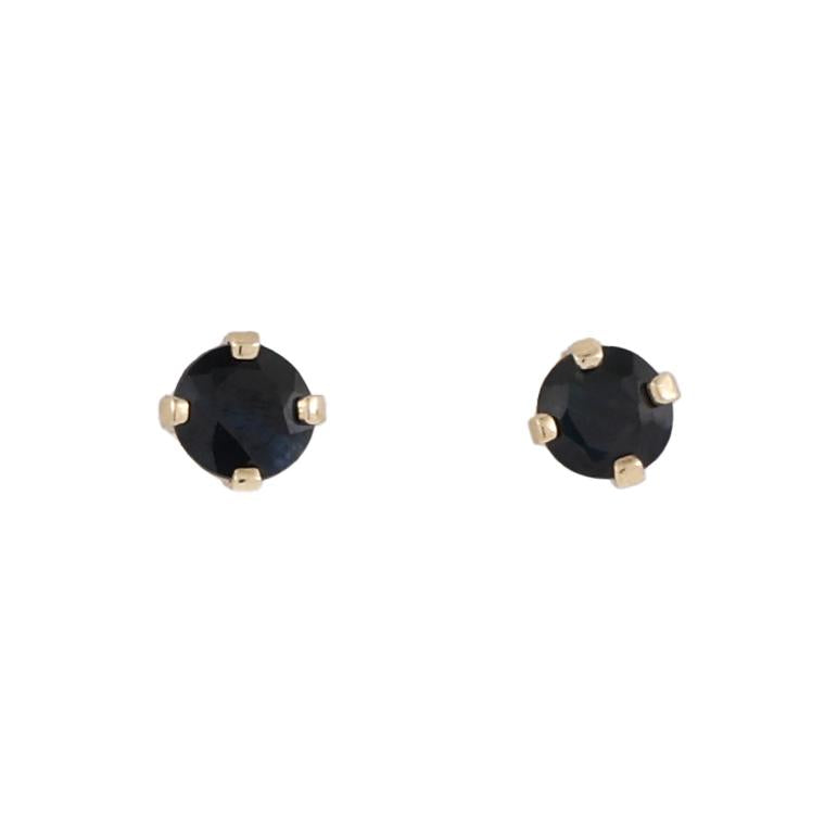 0.20 CTW Round Blue Sapphire Stud Earrings 10K Yellow Gold 4-Prong Setting