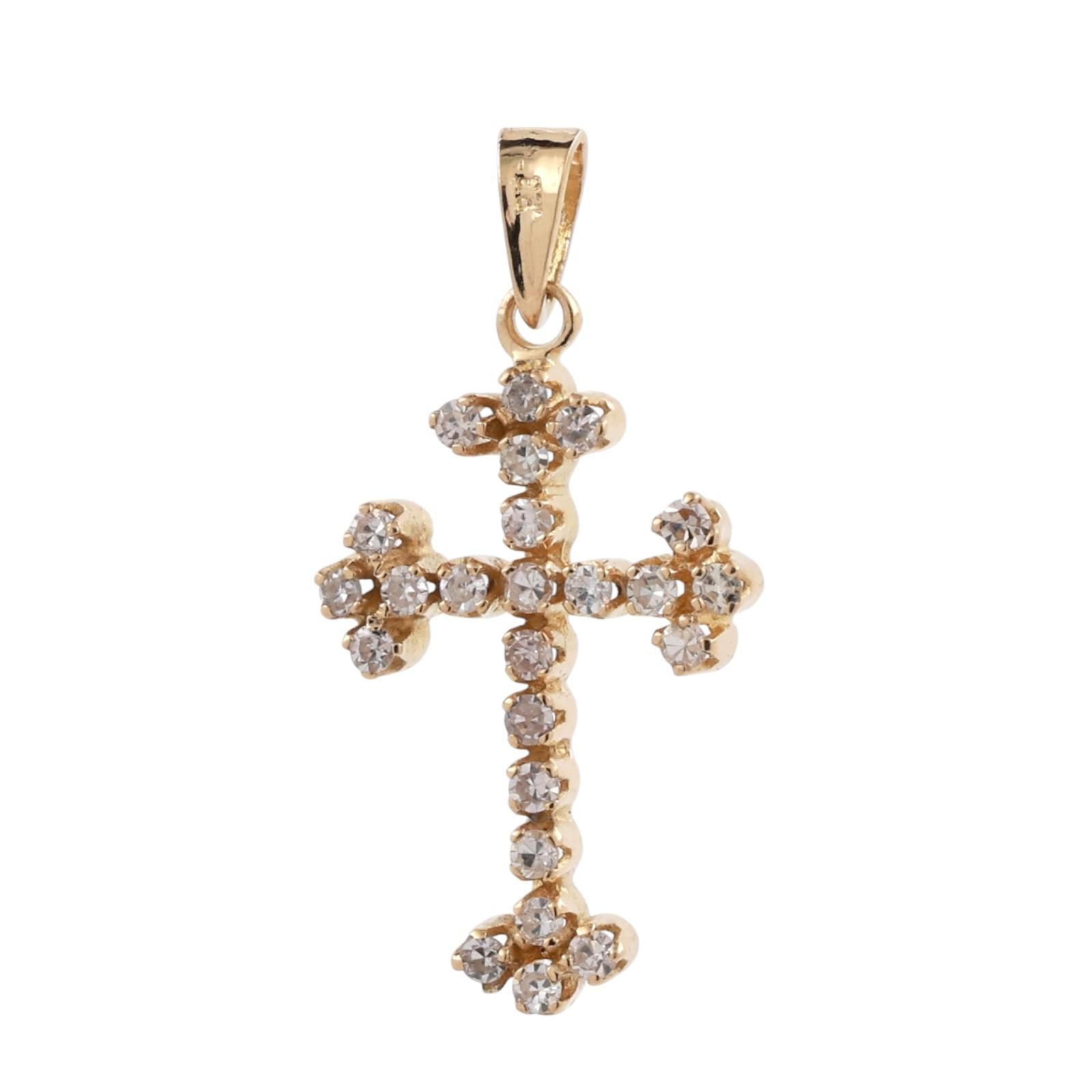 Diamond Cross Pendant Charm 18K Yellow Gold 0.50 TW Diamonds 1.15" Religious