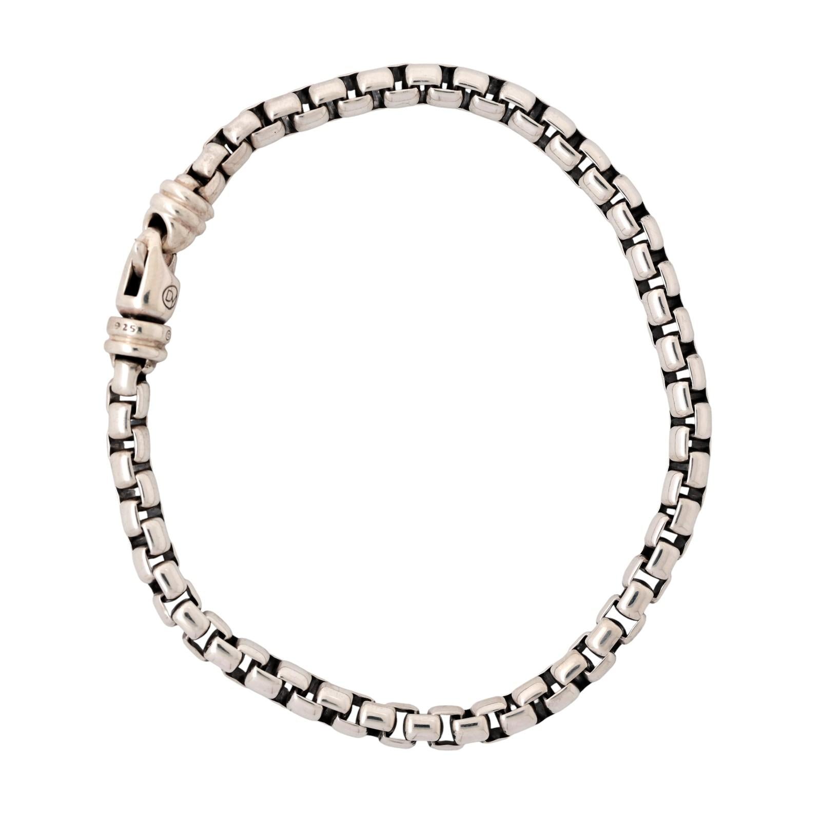 David Yurman Sterling Silver Box Link Chain Bracelet 8.75"