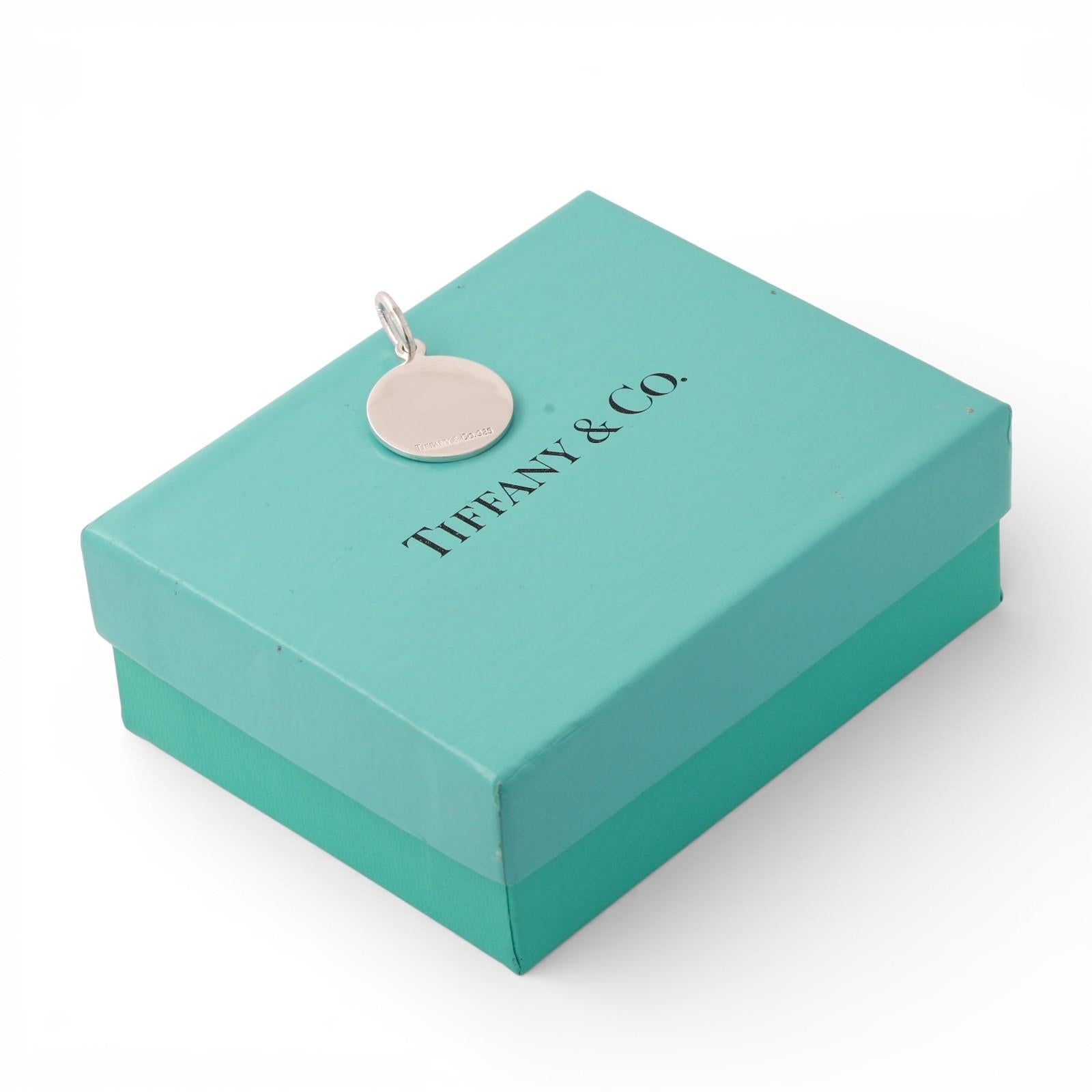 Tiffany & Co. 925 Sterling Silver Round Circle Tag Pendant Charm 1.05" Unisex