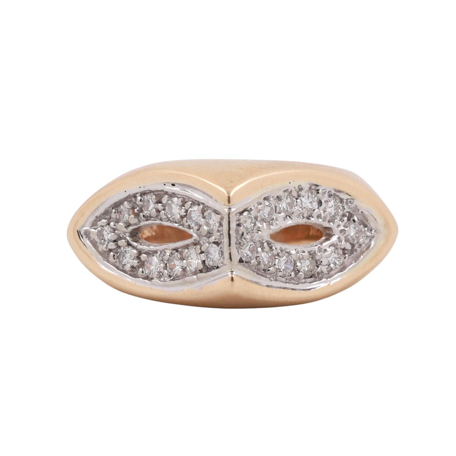 Geometric Mask Diamond Statement Ring 14K Gold 0.50 TW Size 6.5 Contemporary