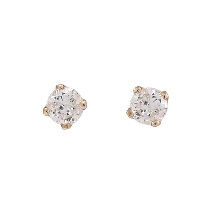 0.15 TW Round Diamond Stud Earrings 14K Yellow Gold 4-Prong Setting Unisex