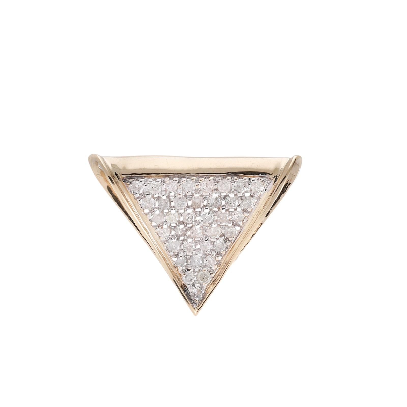 1.08 TW Cluster Diamond Triangular Slider Pendant 14K Gold 0.90" Estate