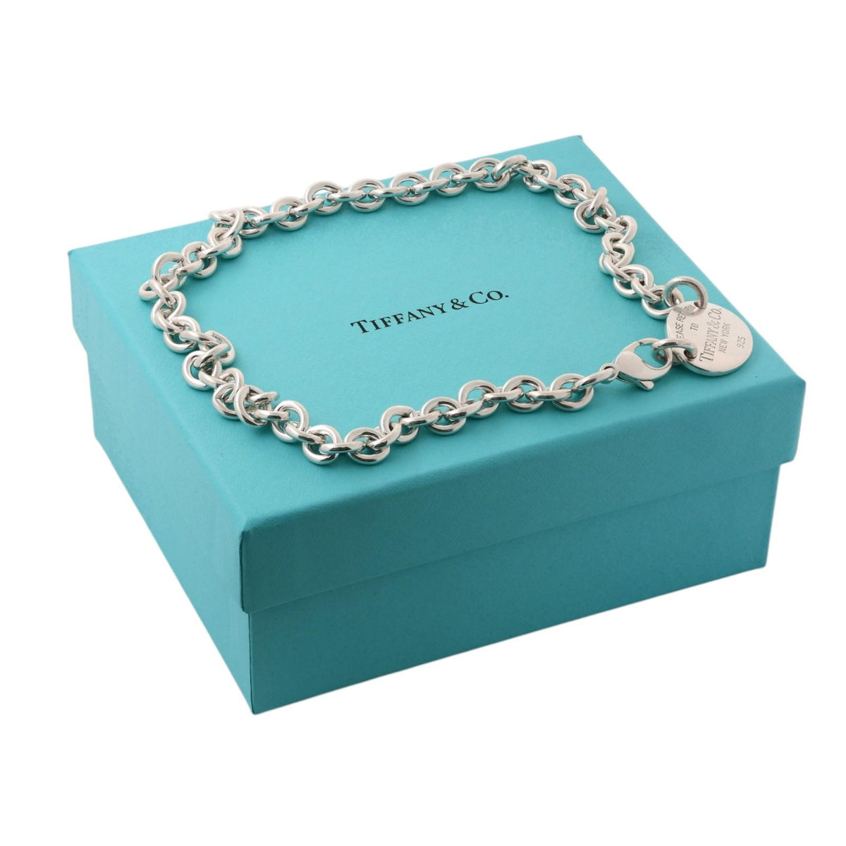 Tiffany & Co. Return to Tiffany Oval Tag Necklace Sterling Silver 925 15.75"