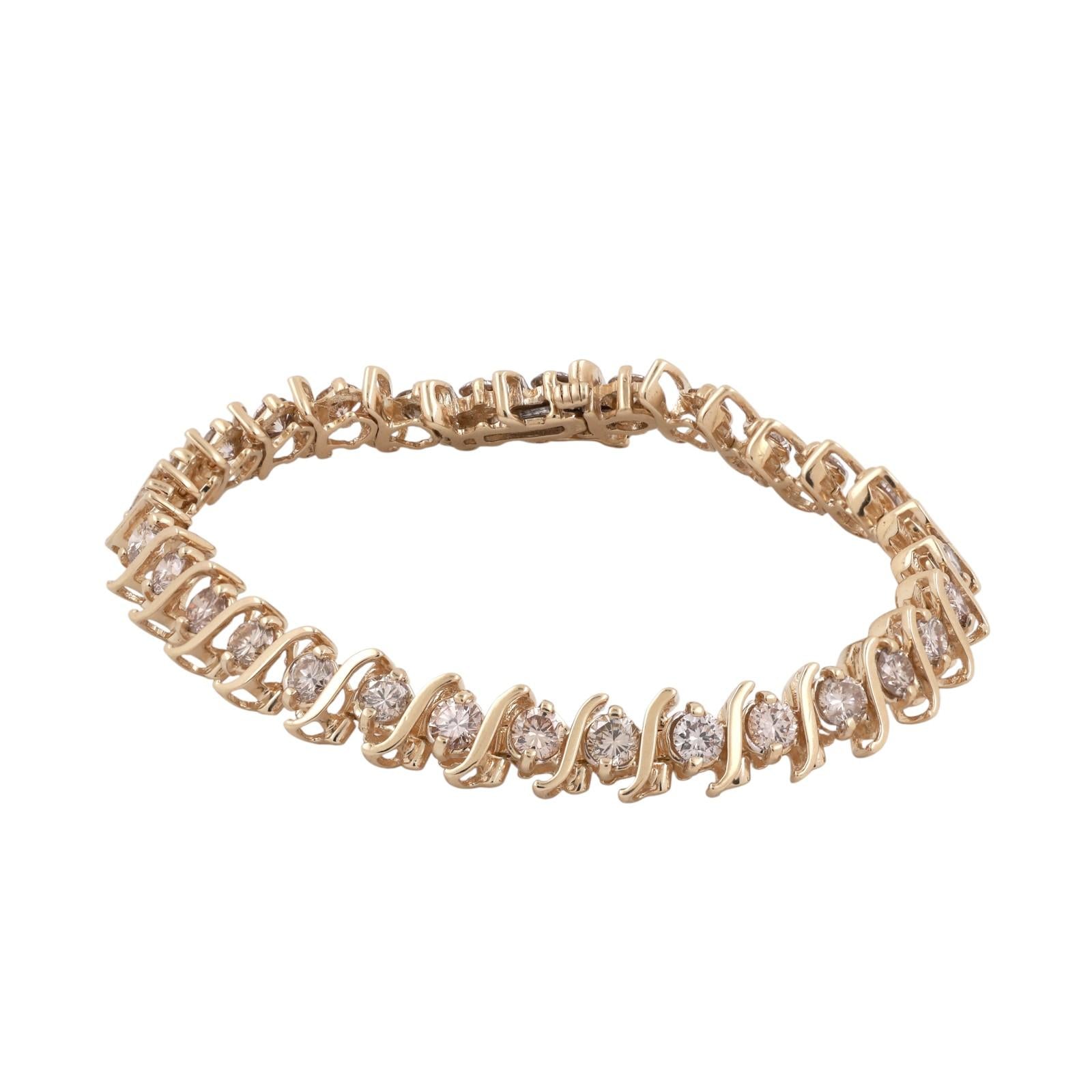 6.00 TW Diamond S Link Tennis Bracelet 14K Yellow Gold 7" Ladies Estate