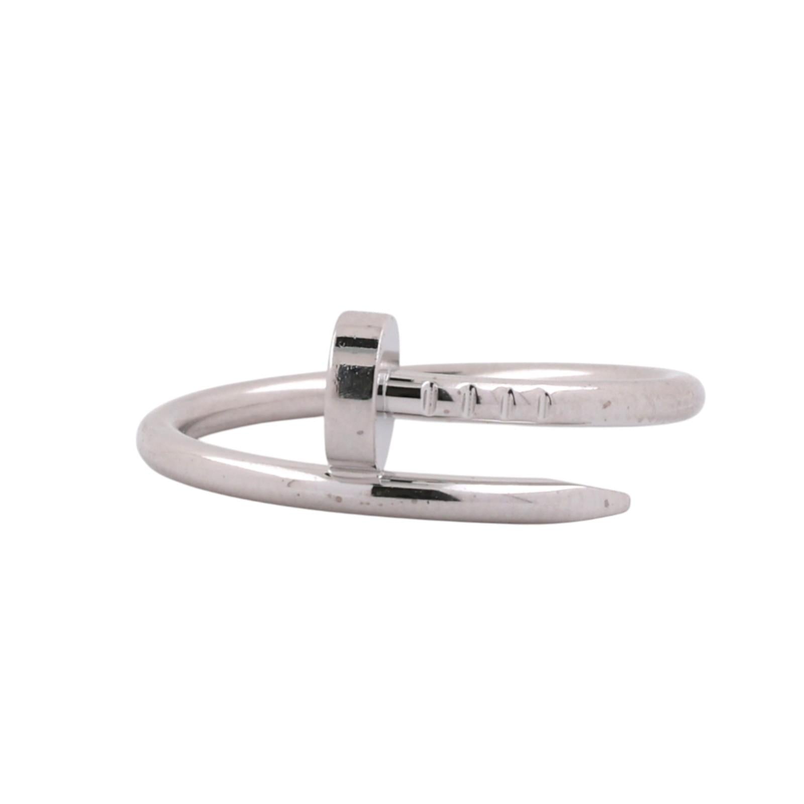 Cartier Juste un Clou Nail Ring 18K White Gold Size 55 EU 7.25