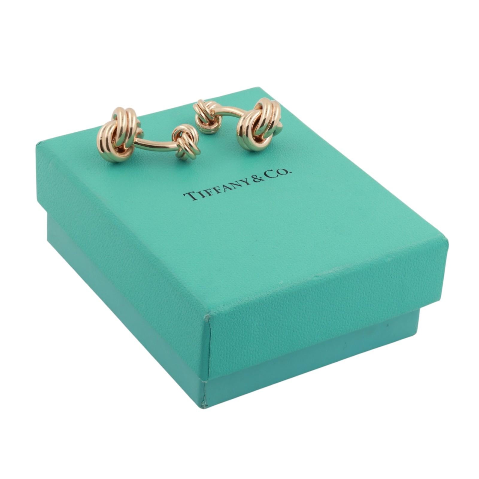 Tiffany & Co 14K Gold Double Love Knot Cufflinks Vintage Mens Heavy