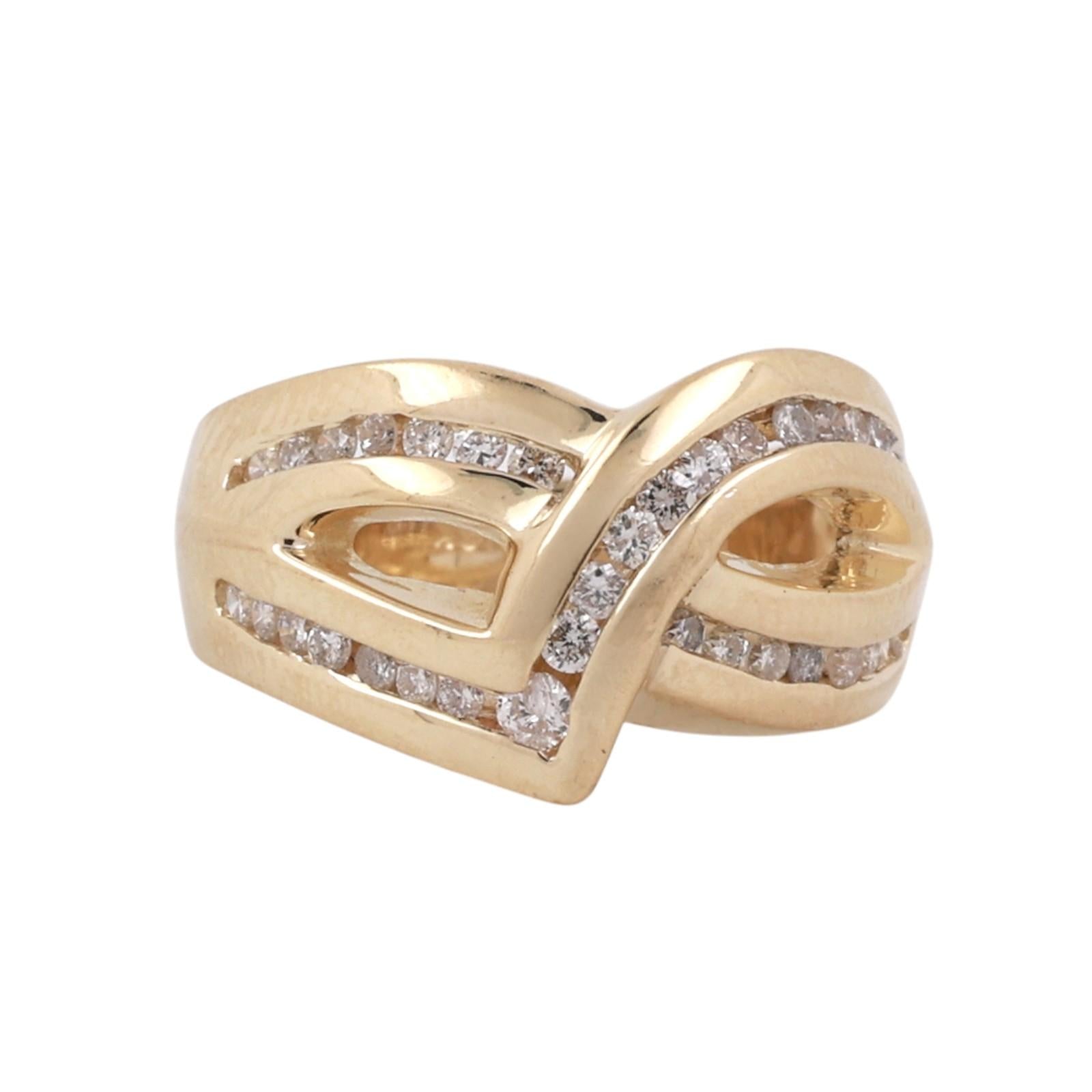 14K Yellow Gold Natural Diamond Ring 0.70CTW Channel Set Size 5.75