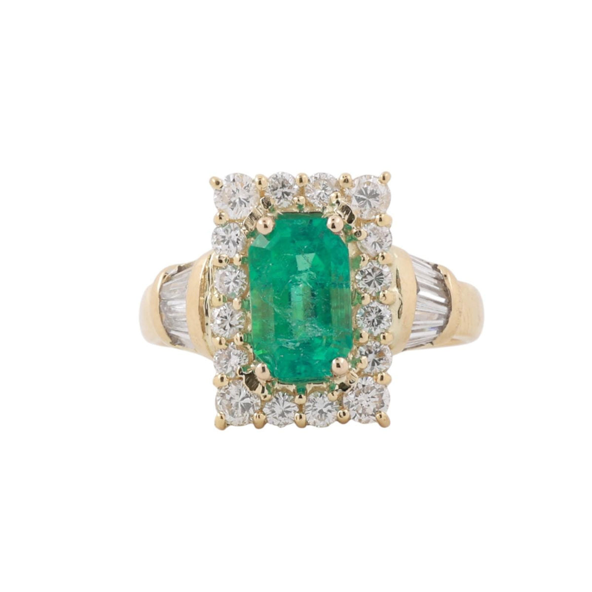 2.20CT Colombian Emerald Diamond Ring 18K Gold Sz 8.5 GIA 3.45CTW Estate