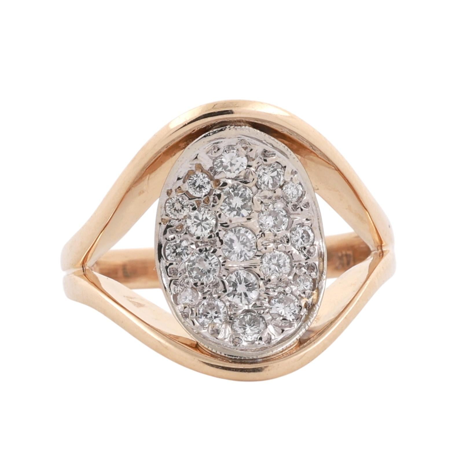 14K Two Tone Gold 0.80CTW Diamond Cluster Openwork Cocktail Ring Size 8.75