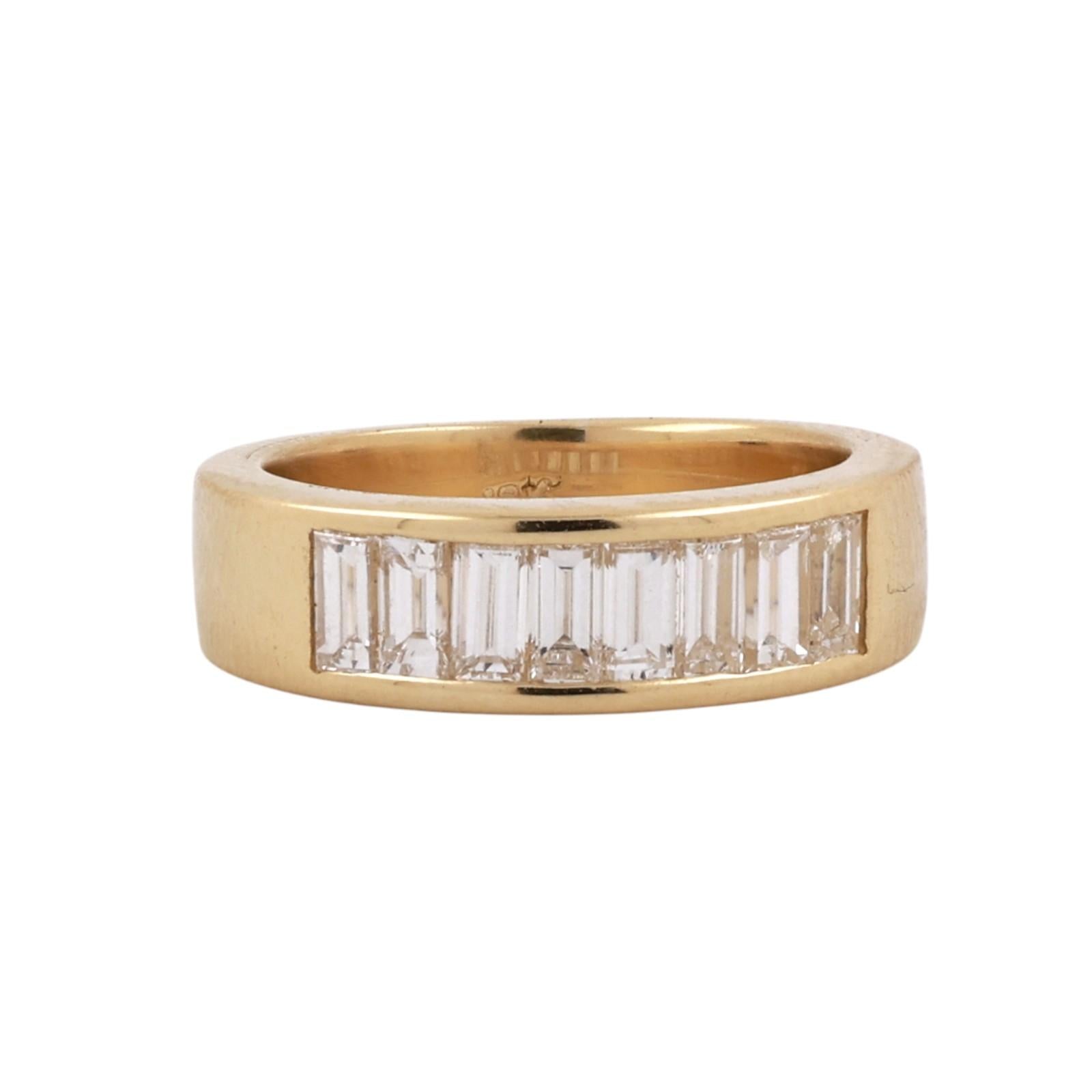 18K Yellow Gold 0.55CTW Baguette Diamond Band Ring Size 4.75