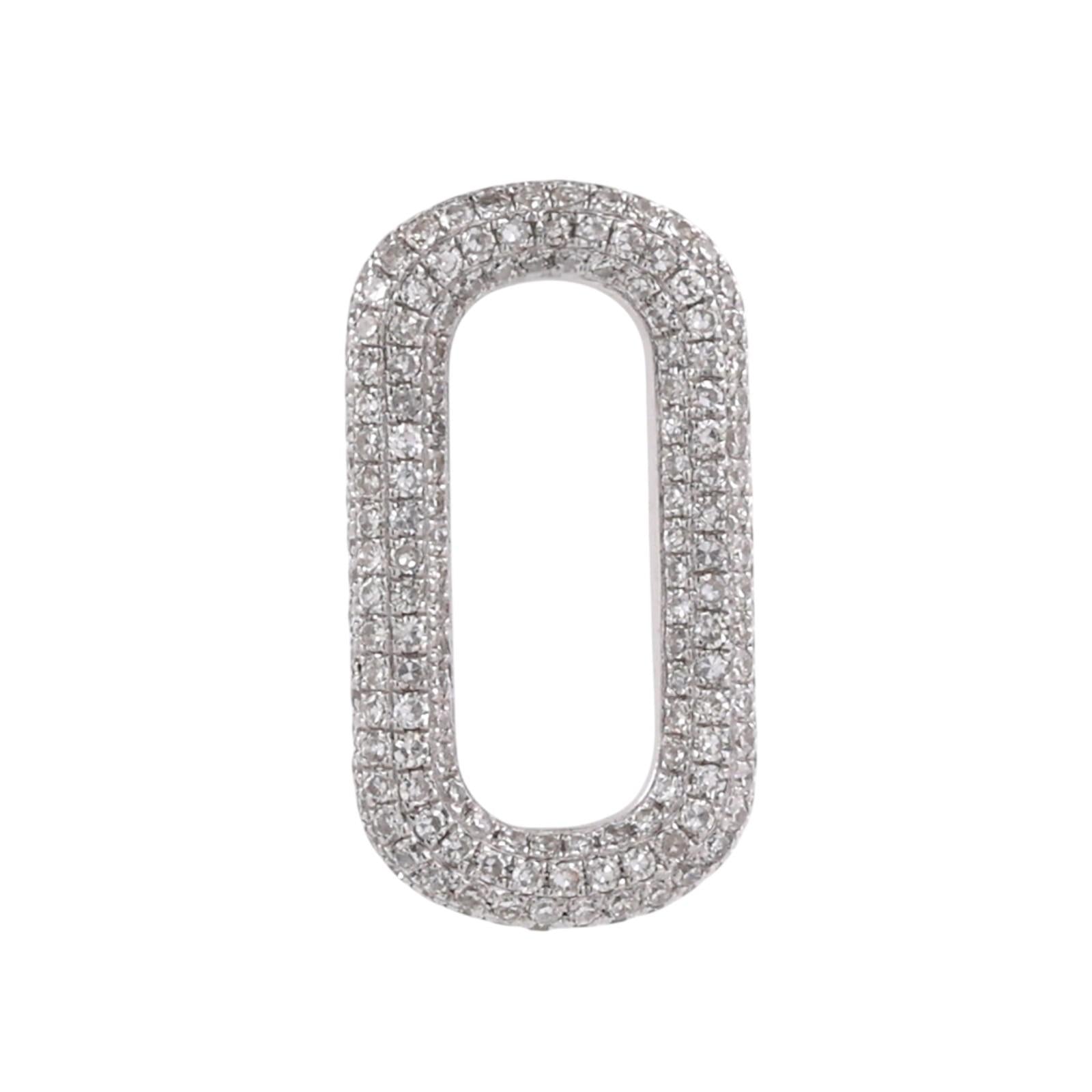 14K White Gold 1.00CTW Diamond Oval Paperclip Link Pendant Charm 0.80"