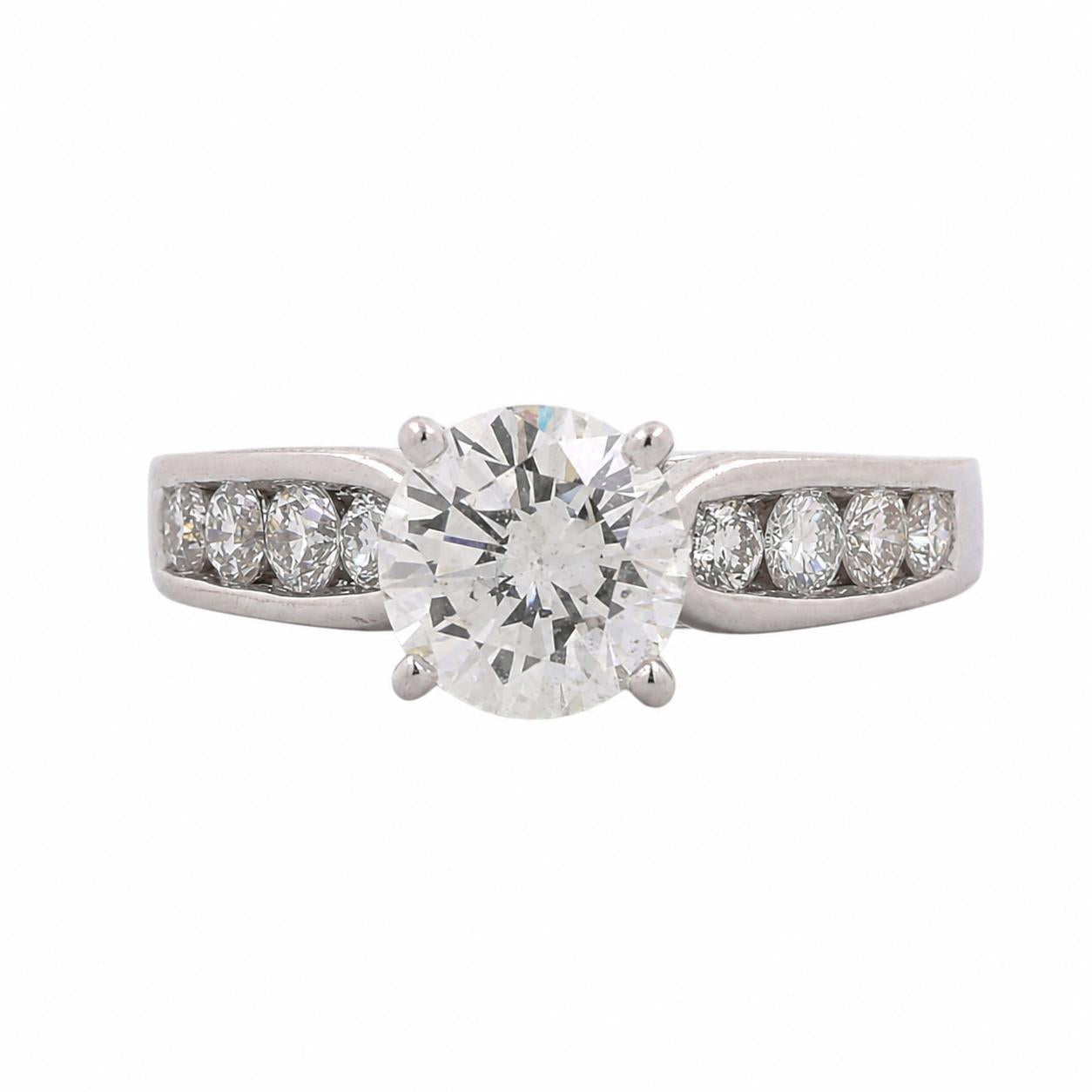 1.35 CT Natural Diamond 14K White Gold Round Engagement Ring 1.95 CTW SIze 7