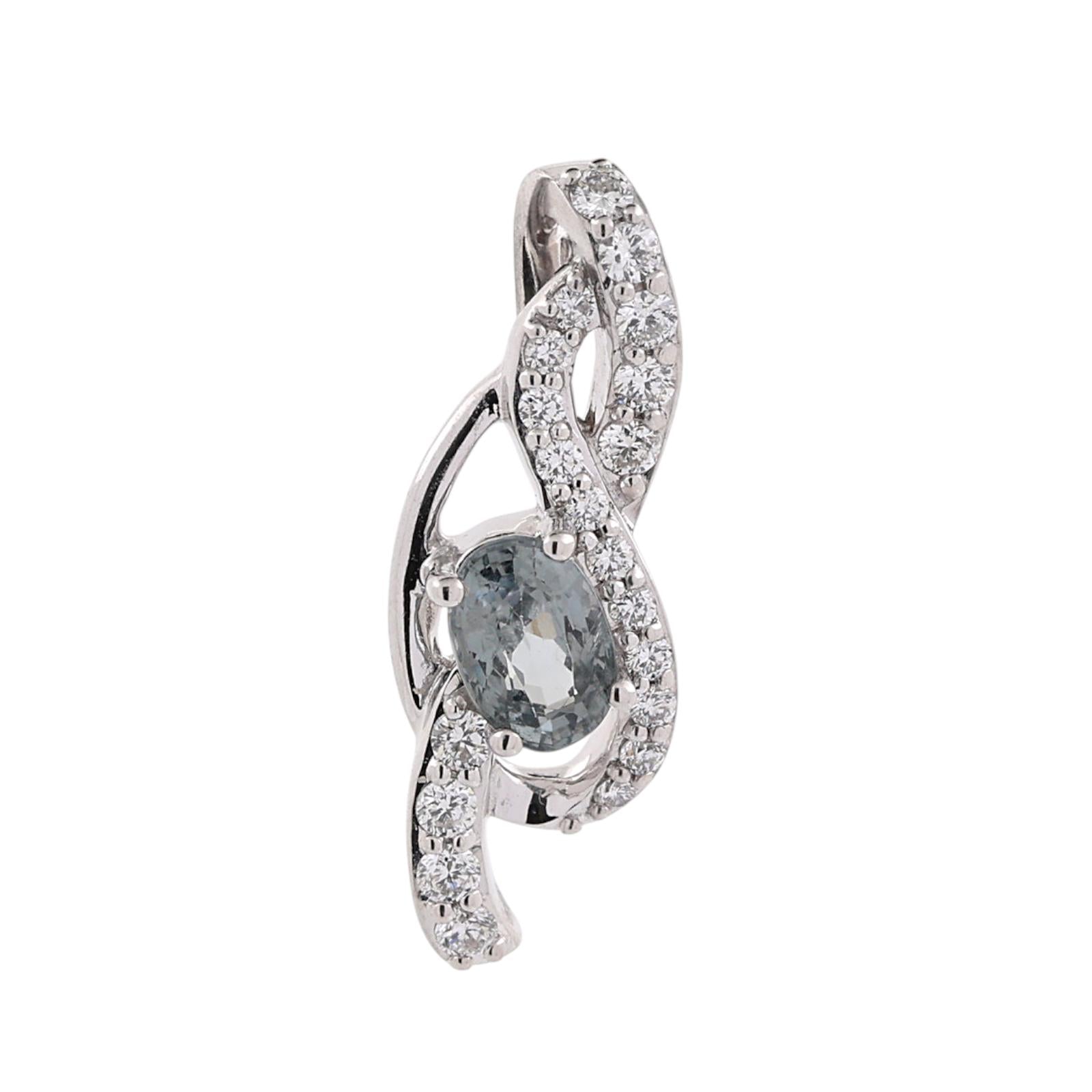 14K White Gold Natural Chrysoberyl Diamond Pendant 0.80CT Estate