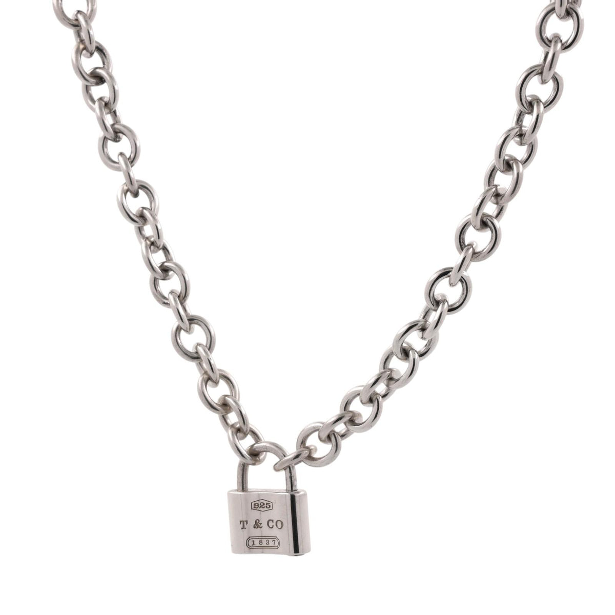 Tiffany & Co. 1837 Padlock Lock Necklace Sterling Silver 925 16"